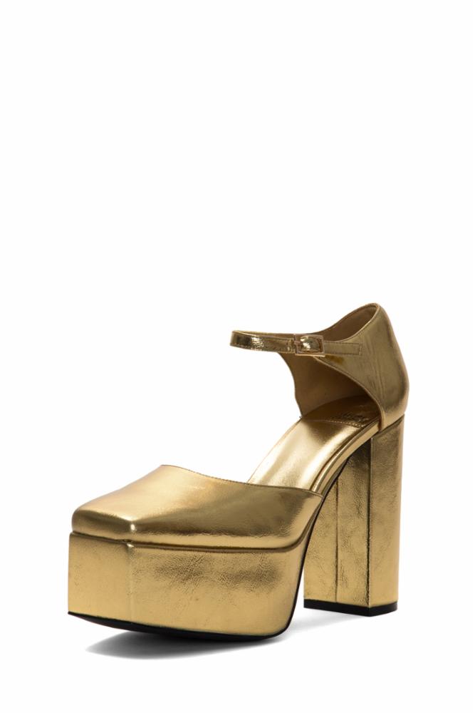 Jeffrey Campbell Women's Ovr_N_Out Gold M Platform Boots - Fashionable High Heel Ankle Booties for Women | Perfect for Night Out, Party & Street Style