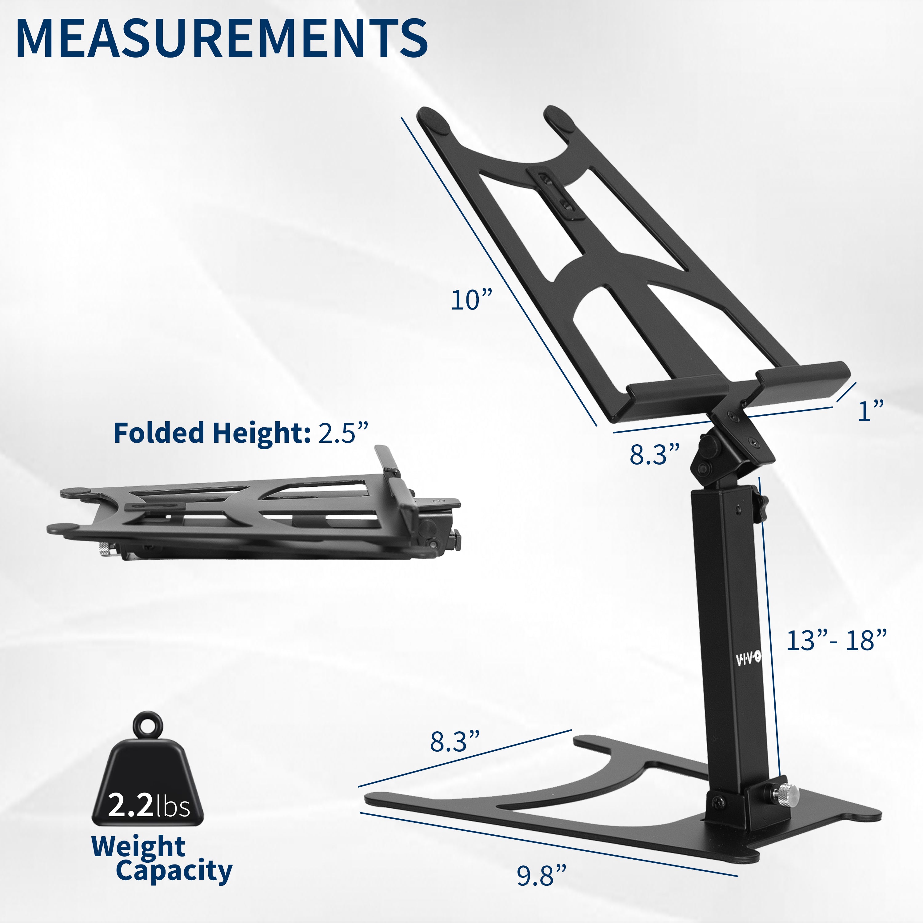 Portable Monitor Stand with Adjustable Height - Lightweight & Foldable Tablet Holder for Laptop, iPad, Phone - Perfect for Home Office, Travel & Bedside Use