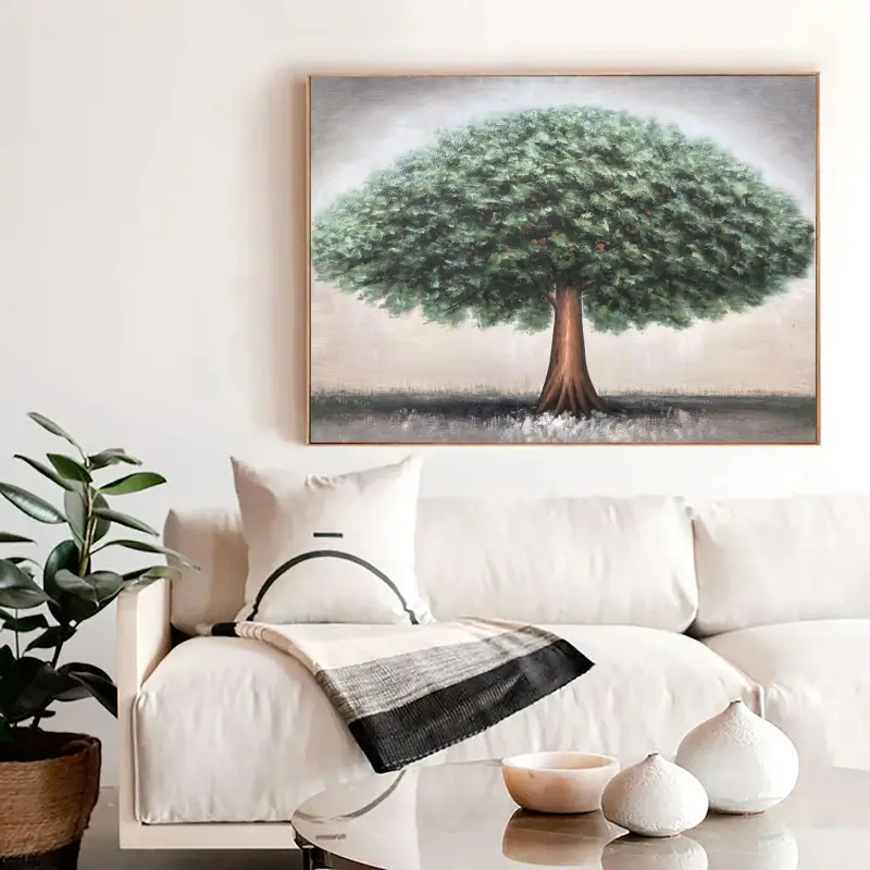 Beautiful Flower and Tree Painting #FT023 - Handmade Canvas Art for Home Decor, Living Room, Bedroom & Office Wall