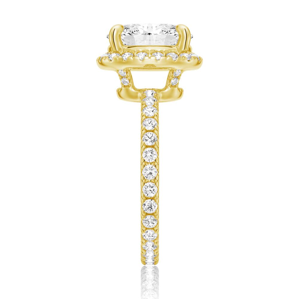 Oval Micropavé Halo Moissanite Engagement Ring with Diamond Eternity Band - Perfect for Proposals, Weddings & Anniversary Gifts