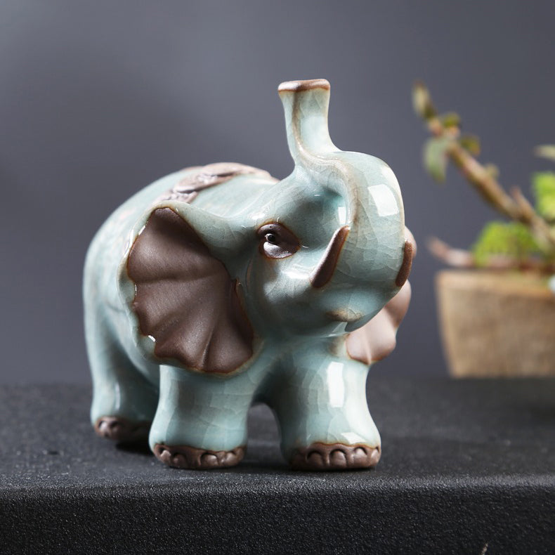 Ru Yao Elephant Tea Pet - Handmade Ceramic Tea Companion for Gongfu Tea Ceremony | Perfect Gift for Tea Lovers & Collectors | Use for Tea Brewing Rituals & Home Decor