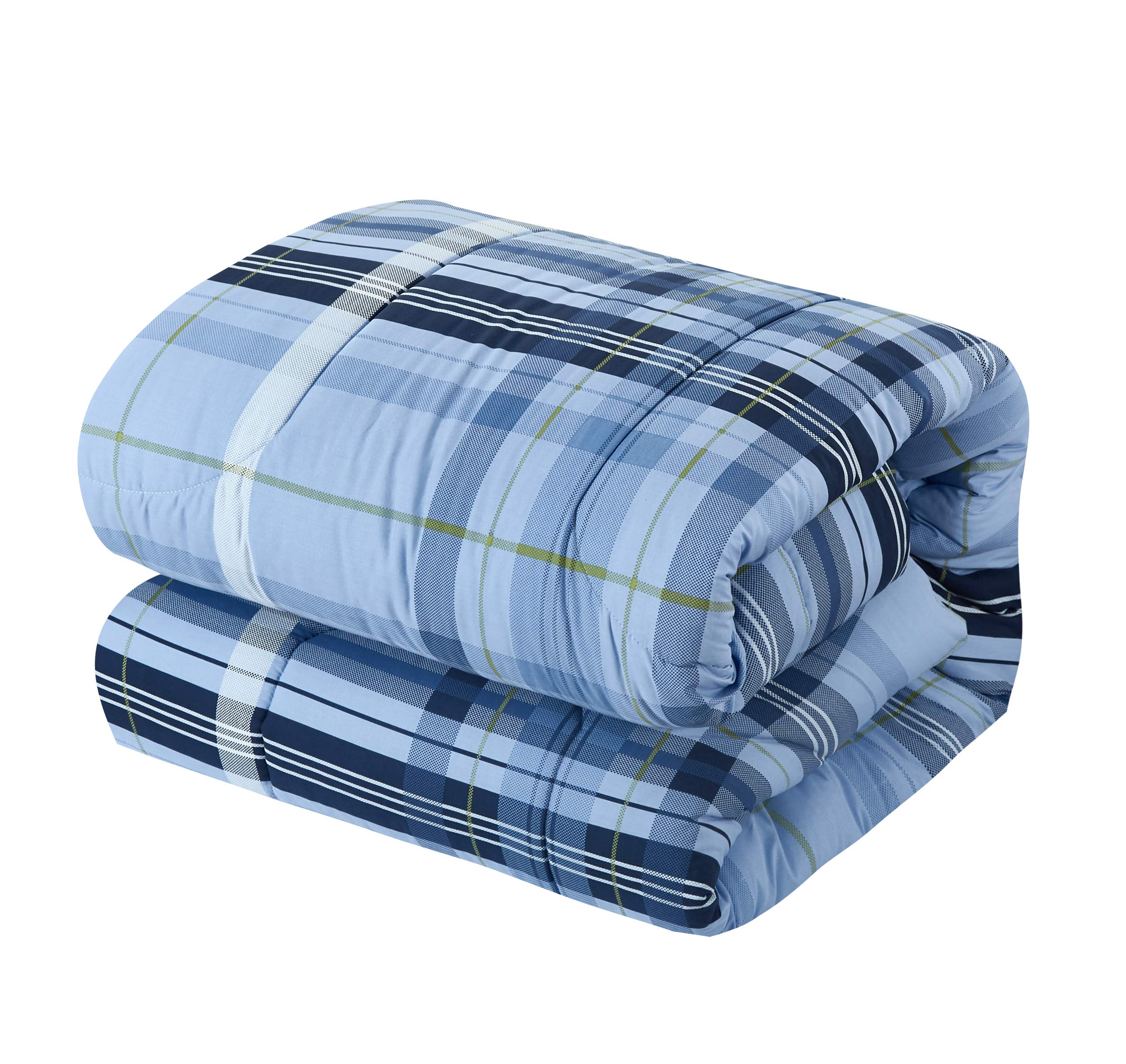 Idea Nouva Blue Plaid Comforter Set - Soft & Cozy Bedding for All Seasons | Perfect for Guest Rooms, Dorms & Master Bedrooms