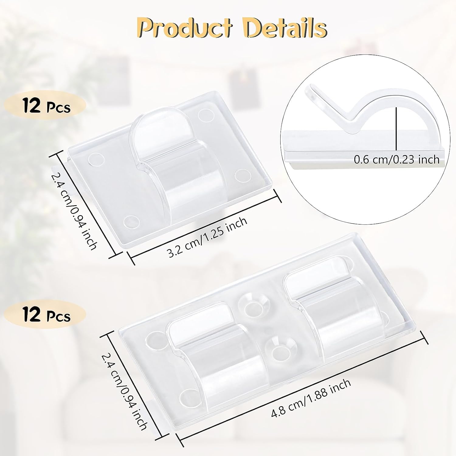 24Pcs Clear Outdoor Light Clips - Heavy Duty Waterproof UV-Resistant Hooks for String Lights, Perfect for Patio, Fence, Balcony & Indoor Decor | Ideal for Parties, Weddings & Backyard Lighting