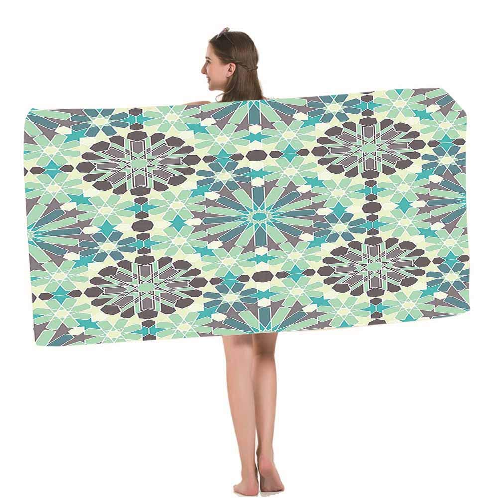 Premium Moroccan Seamless Pattern Beach Towel - Soft, Highly Absorbent Bath Towel with Exotic Moorish Islamic Design for Swimming, Sports, Beach, Gym & Bathroom - Perfect for Vacation, Poolside Lounging and Spa Days