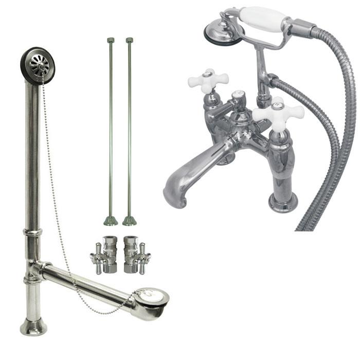 Chrome Deck Mount Clawfoot Bathtub Faucet with Hand Shower - CC612T1 System | Vintage Style Bathroom Fixture for Classic & Modern Bathrooms | Perfect for Clawfoot Tubs, Freestanding Tubs & Bathroom Renovations