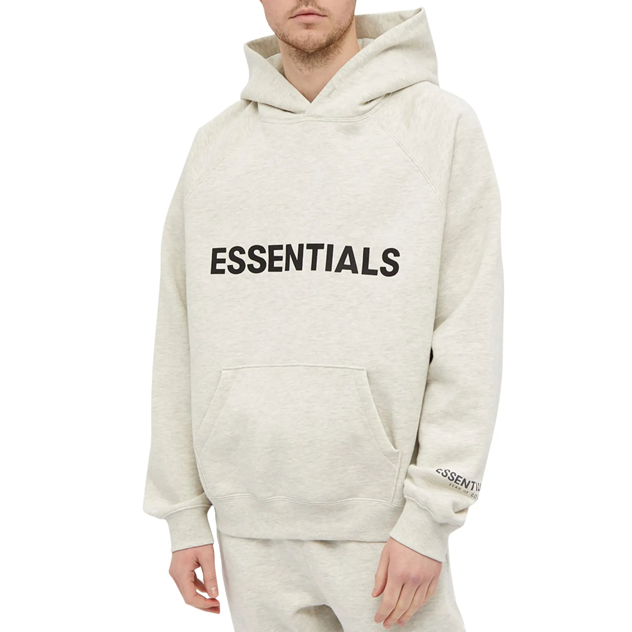 Fear of God Essentials Oatmeal Hoodie - Men's Oversized Pullover Sweatshirt | Soft Cotton Blend | Streetwear Fashion | Perfect for Casual Wear & Layering