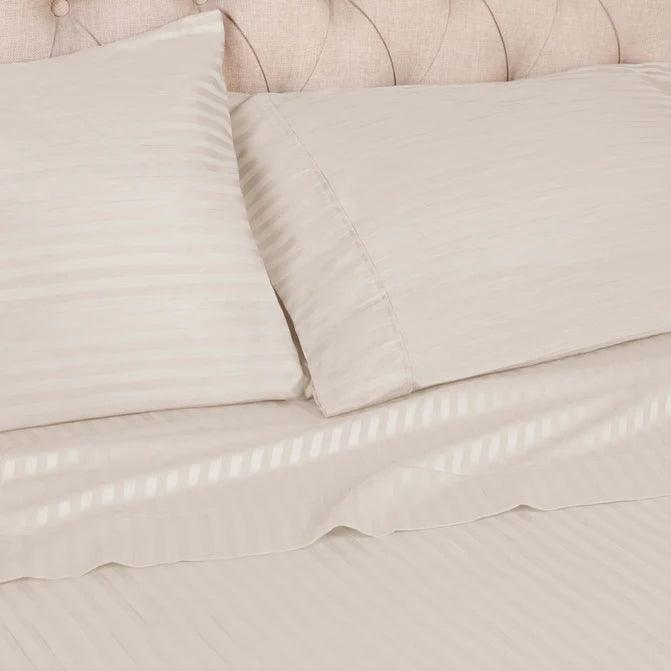 Premium Egyptian Cotton 300 Thread Count Pillowcase Set - 2 Piece Striped Bedding for Luxury Hotels & Home Decor | Soft Breathable Pillow Covers for Ultimate Comfort