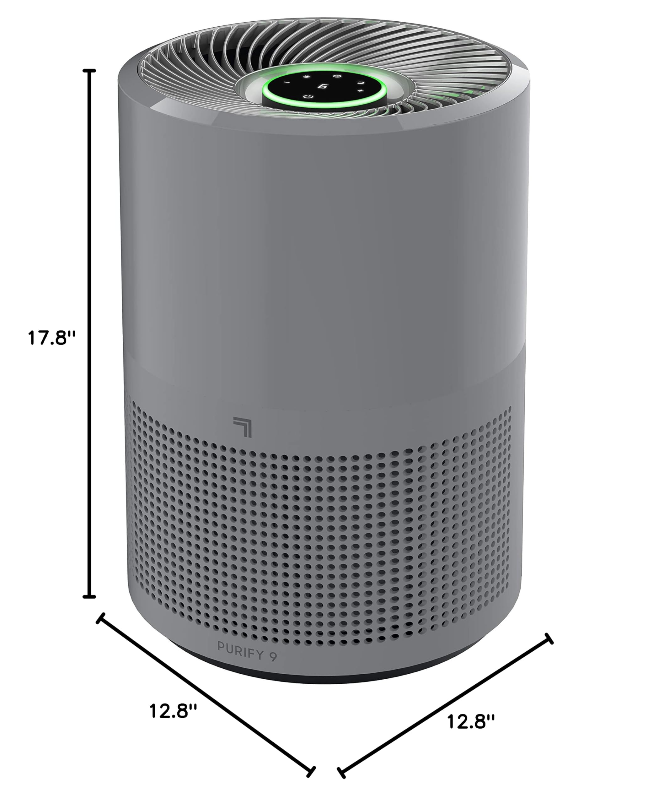 Sharper Image PURIFY 9 Whole Room Air Purifier with True HEPA Filter, Activated Carbon Filter & Air Quality Monitor - Eliminates Allergens, Dust, Pet Dander - Ideal for Home, Bedroom, Office, Nursery and Living Room