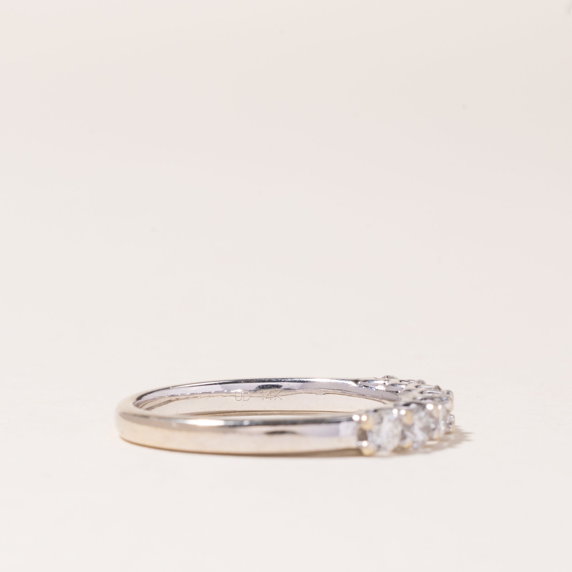 14K White Gold Semi Eternity Diamond Band Ring - 0.50ctw Total Weight | Size 6.25 | Perfect for Anniversary, Engagement, Wedding & Everyday Elegance