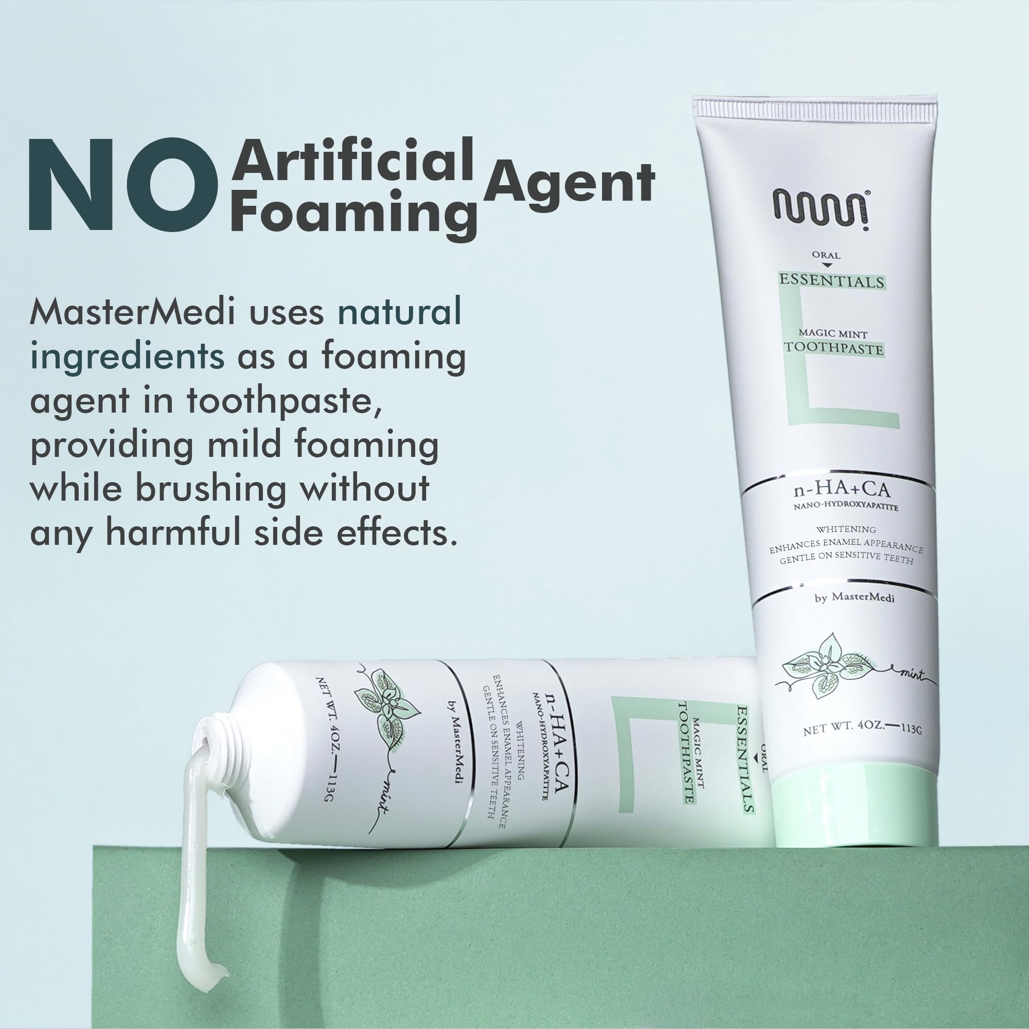Fluoride-Free Nano Hydroxyapatite Toothpaste for Remineralization, Sensitive Teeth & Whitening | SLS-Free, Dentist Recommended | Anti-Plaque Formula | Magic Mint Flavor (4oz, 3-Pack) – Ideal for Daily Oral Care & Enamel Repair