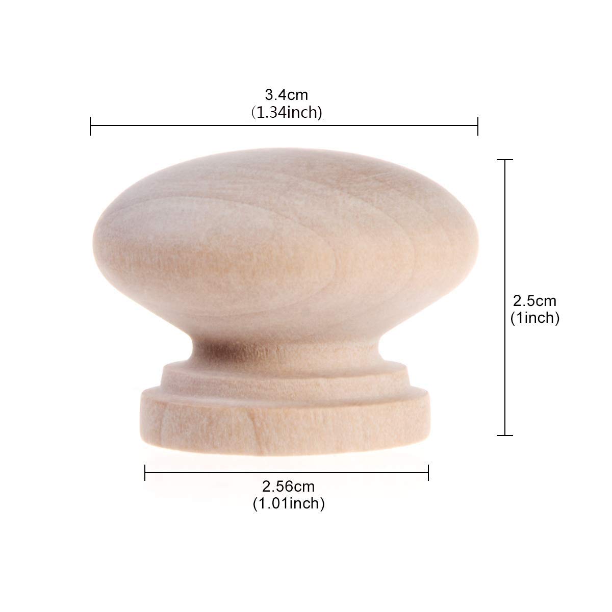 Unfinished Wooden Cabinet Knobs 24pcs - Round Mushroom Drawer Pulls for Dresser & Closet