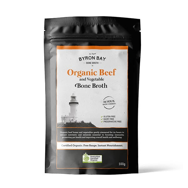 Organic Beef & Vegetable Bone Broth Powder by Byron Bay - Keto, Paleo & Gut Health Support - Perfect for Soups, Stews & Wellness Drinks