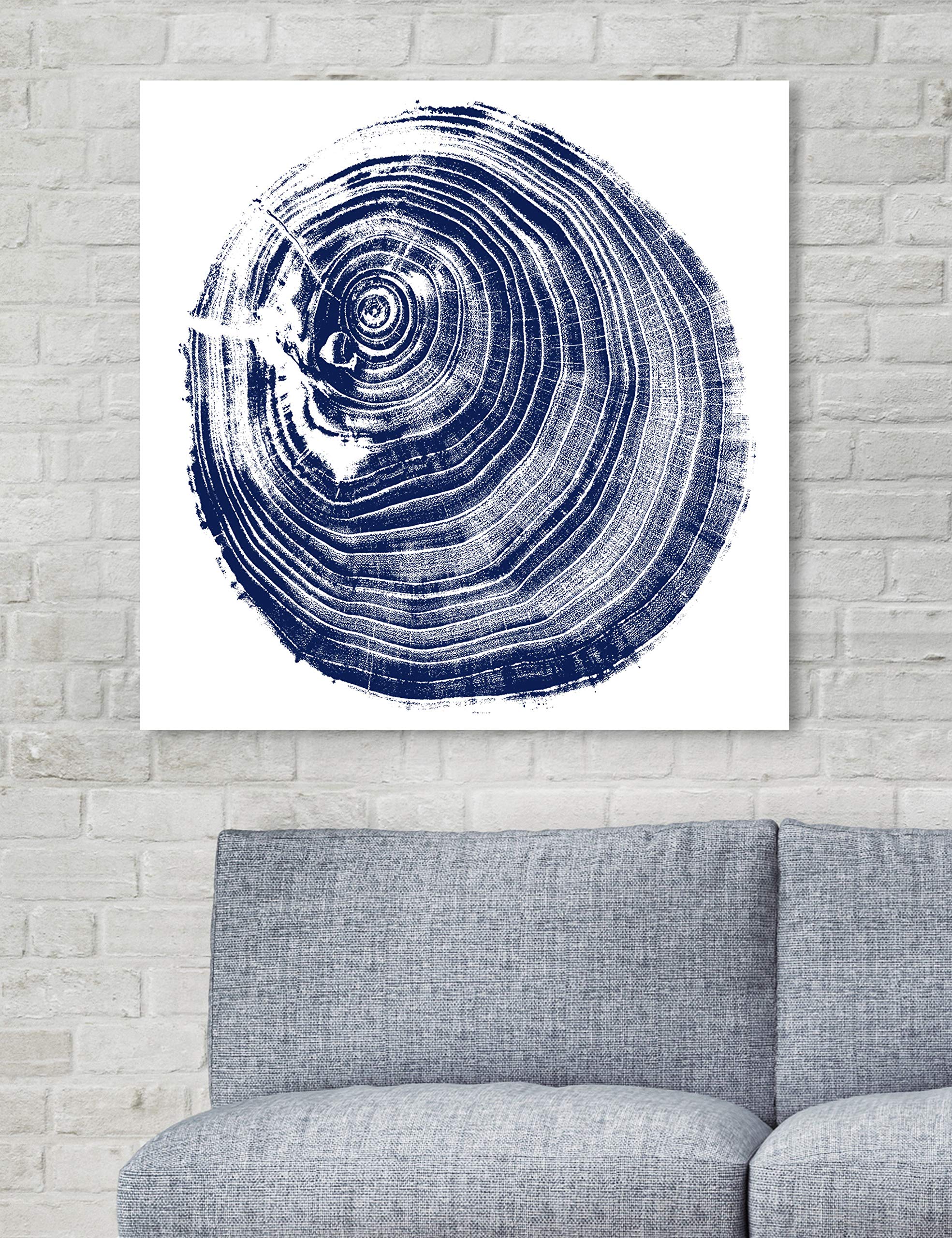 Abstract Wall Art Canvas Prints 'Legno Blu Due' - Blue & White Modern Home Decor Painting 24