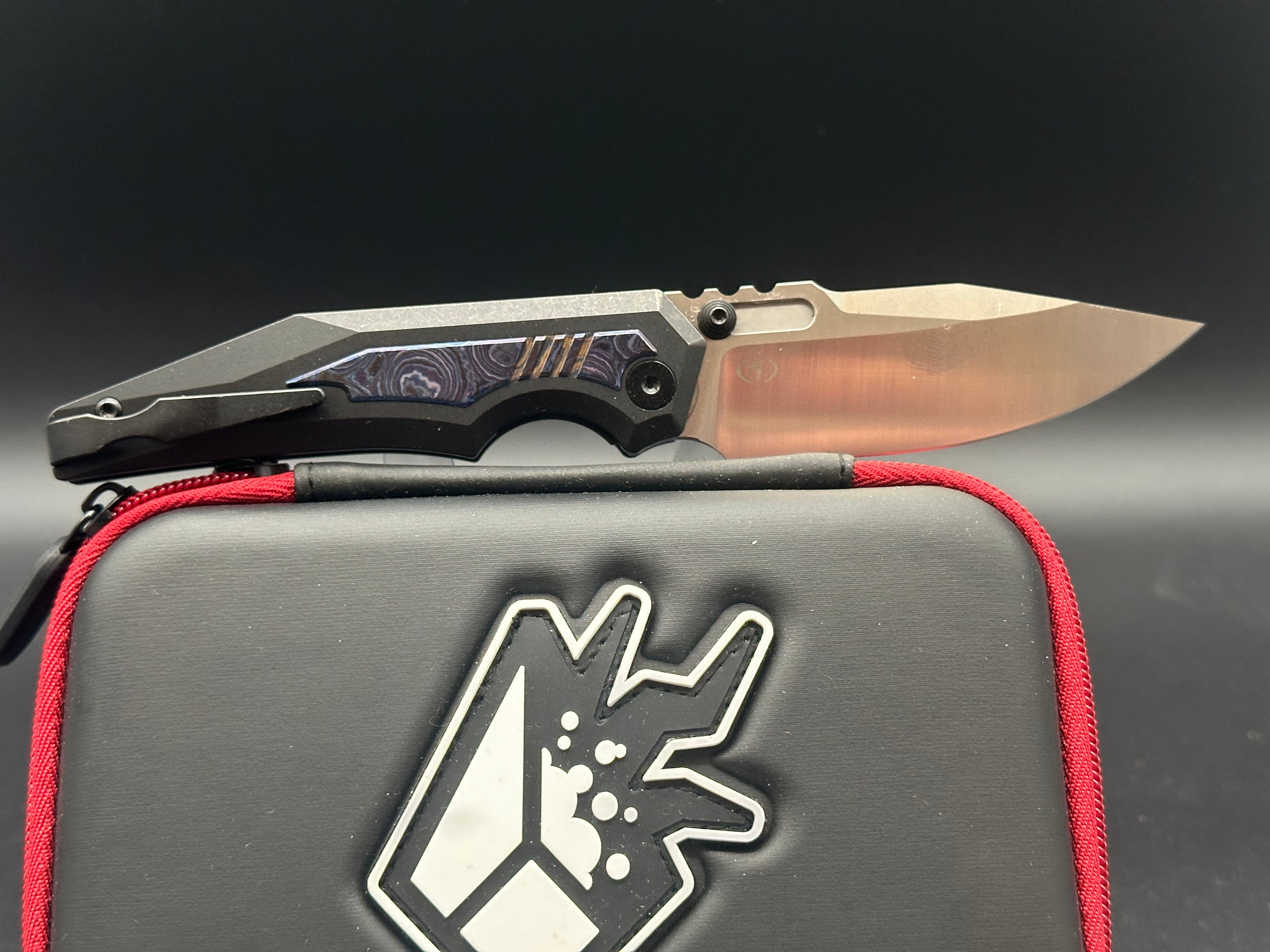 Arcane Preytheon Black Titanium Handle with Timascus Inlays - Premium EDC Pocket Knife for Outdoor, Camping & Everyday Carry