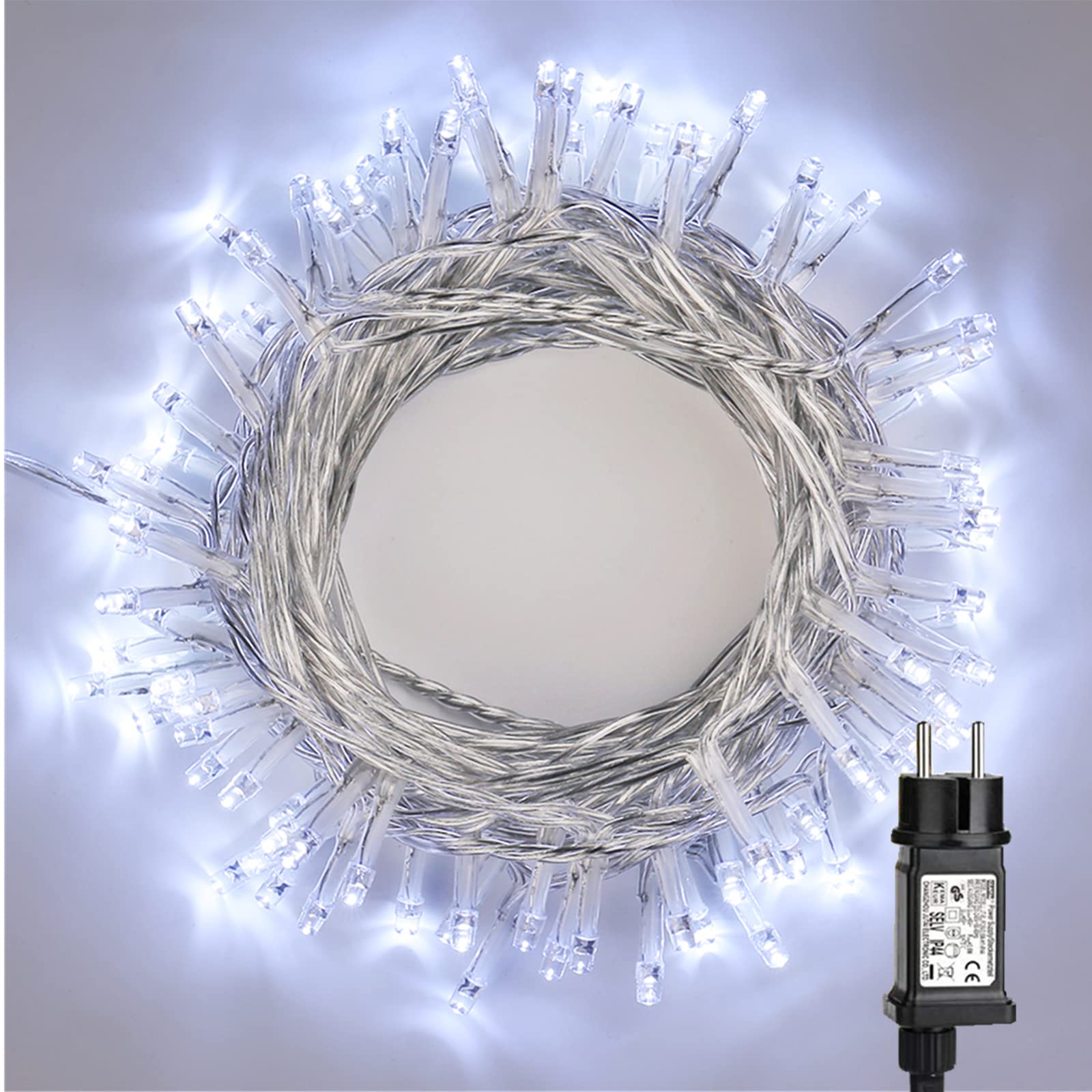 PhilzOps 100 LED Christmas Lights, 10m Indoor/Outdoor Waterproof String Lights with 8 Lighting Modes - Cool White Decorative Lights for Christmas Tree, Home, Party, Wedding & Birthday Decorations | Perfect for Holiday, Garden, Patio and Festive Celebrations