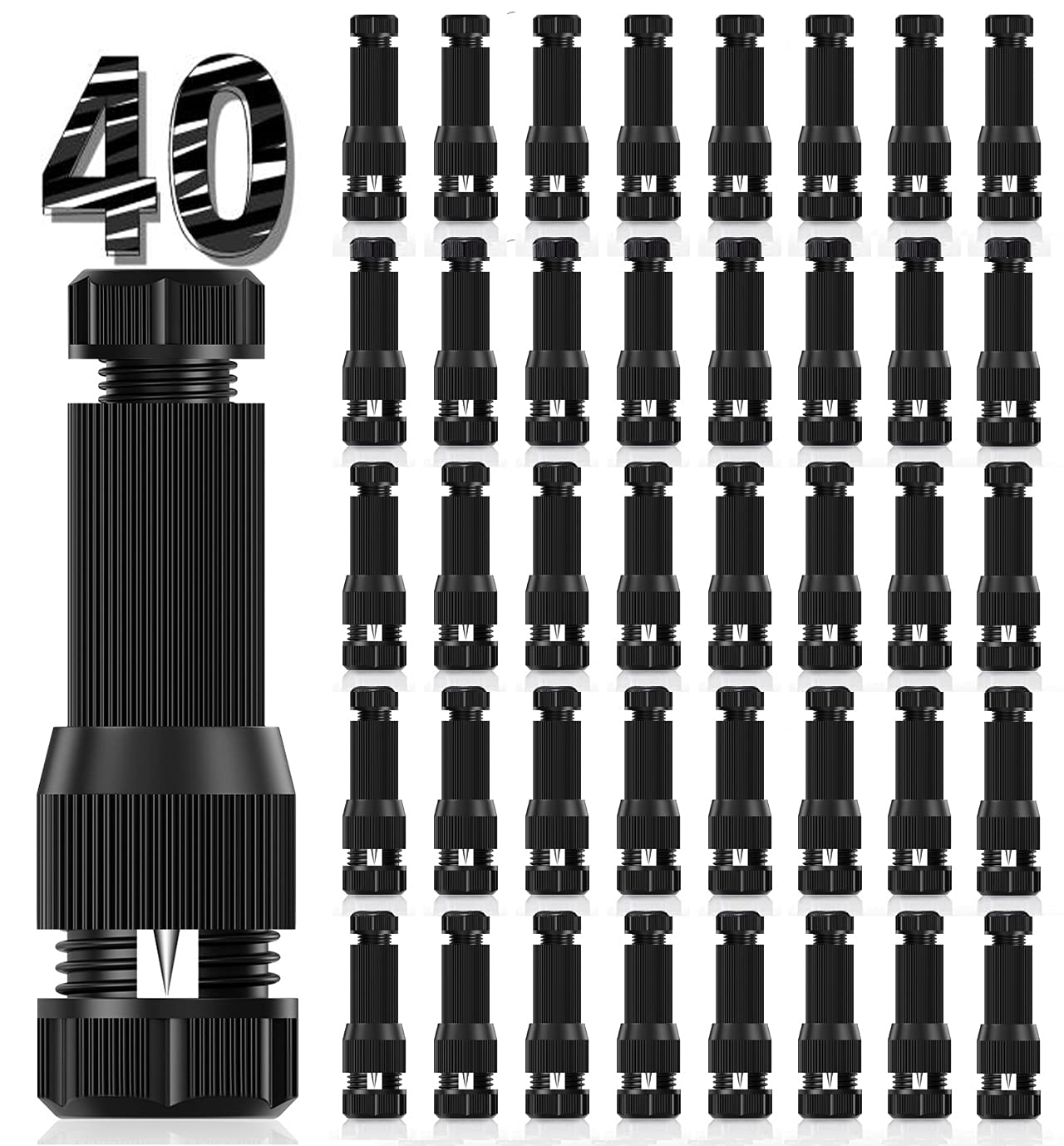 40 Pack Waterproof Low Voltage Wire Connectors 12-20 Gauge - Landscape Lighting Connectors for Outdoor Path Lights, Garden Lights & Deck Lighting - Weatherproof Electrical Splice Connectors for DIY Landscape Lighting Projects