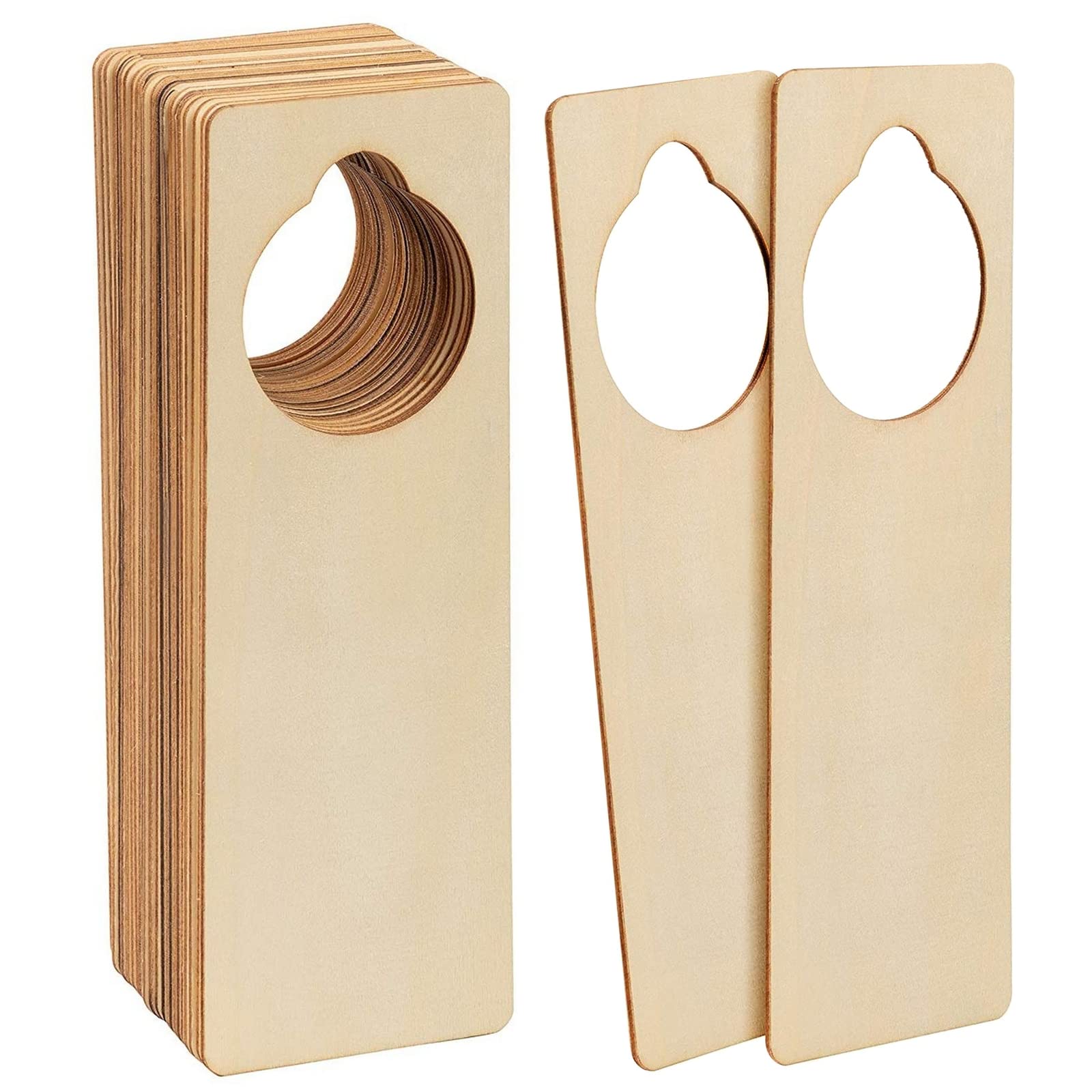 Juvale 24 Pack Unfinished Wooden Door Knob Hangers - 3x10 Inch Blank Wood Doorknob Signs for DIY Crafts, Painting, Home Decor & Holiday Decorations - Perfect for Christmas, Easter, Birthday Parties & Classroom Projects