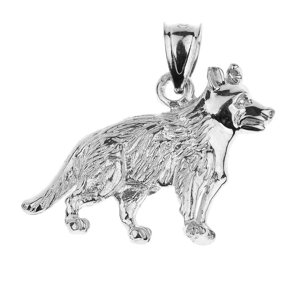 14K White Gold German Shepherd Dog Pendant Necklace - Elegant Jewelry for Dog Lovers, Perfect Gift for Pet Owners & Animal Lovers