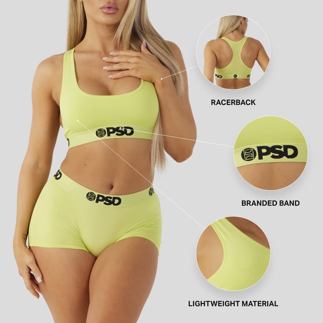 PSD Women's Basic Solid Sports Bra - Racerback Workout Bra with Breathable Microfiber Fabric for Yoga, Running & Gym - Comfortable Support for Active Women