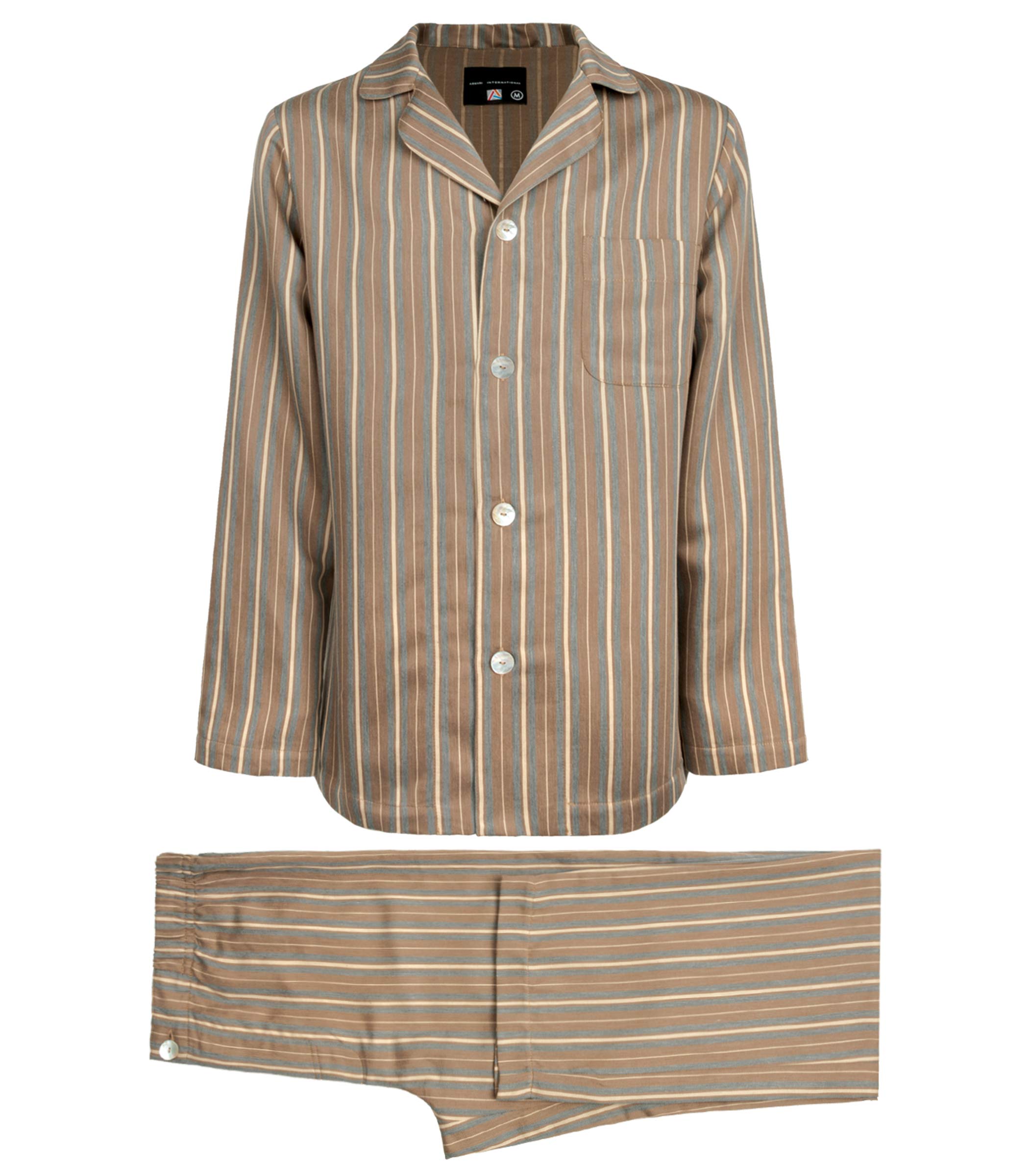 Premium Men's Luxury Pajama Set - Soft Chocolate Striped Sleepwear, European Crafted for Ultimate Comfort | Perfect for Relaxing at Home, Gifts & Holiday Lounging