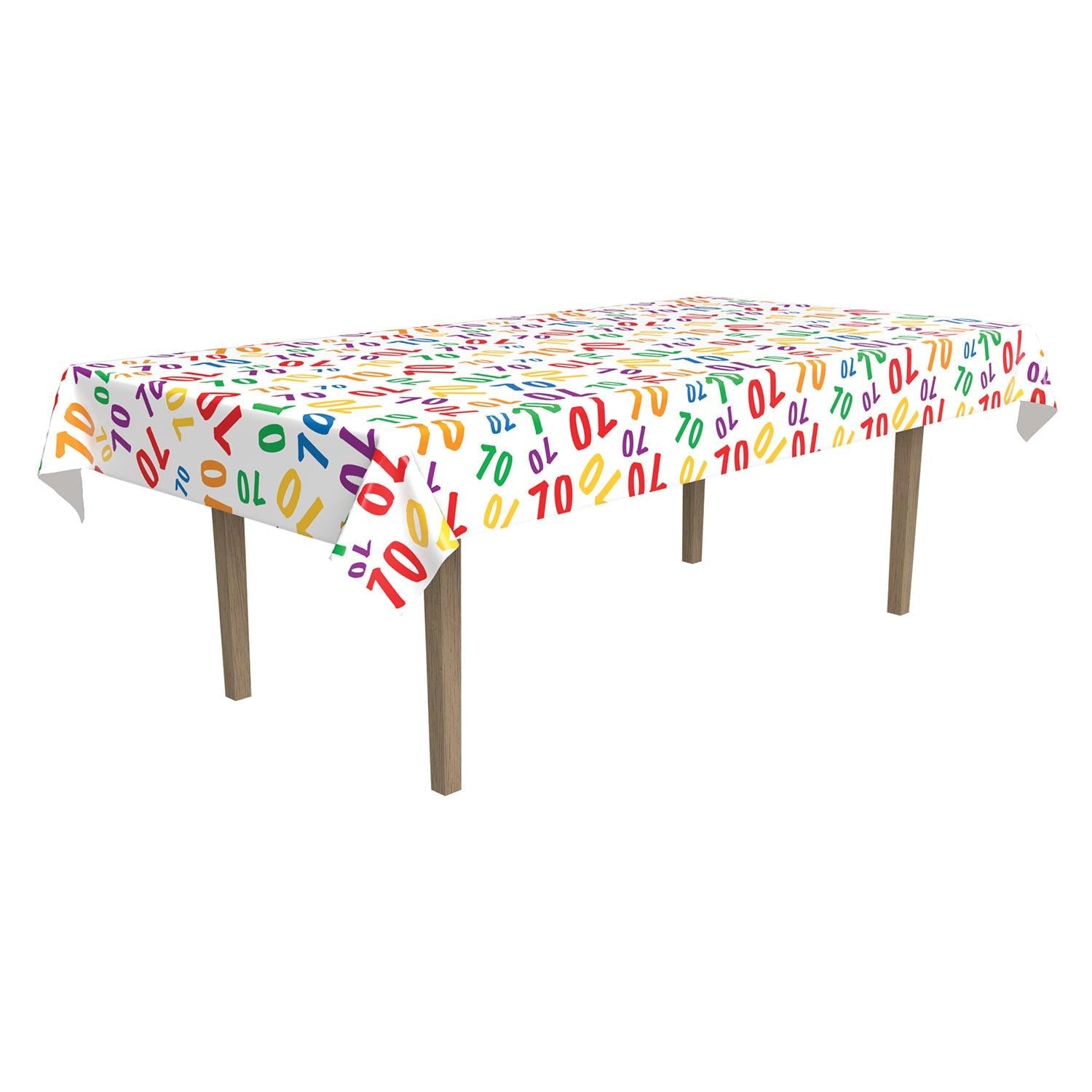 12 Pack Beistle 70th Birthday Party Table Covers - Premium Disposable Tablecloths for Anniversary Celebrations, Family Gatherings & Retirement Parties (70th Themed Decor)