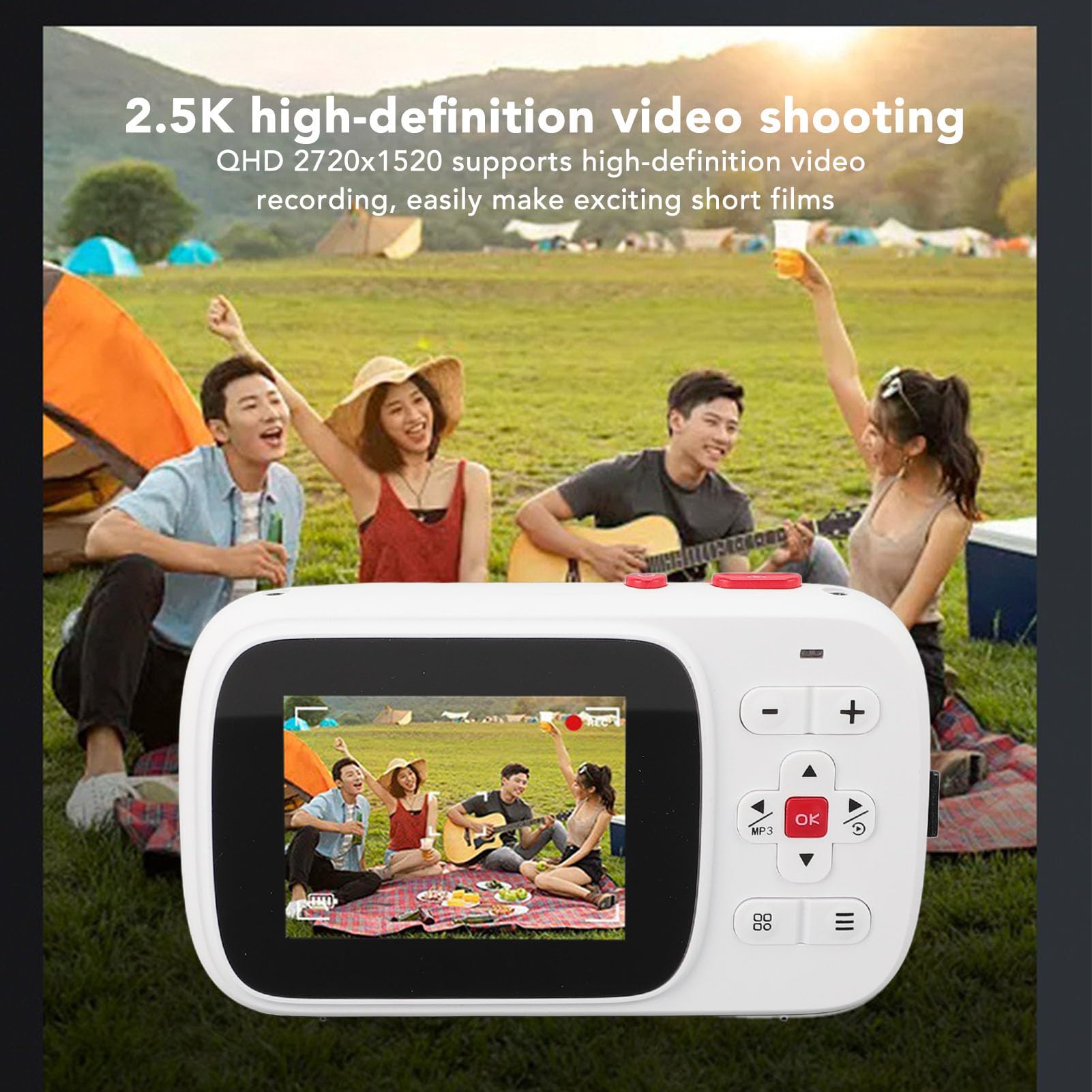 72MP Digital Camera with Autofocus & Dual Screen - 16X Zoom Vlogging Camera for Travel, Anti-Shake, Built-in MP3 (White) - Perfect for YouTube Content, Vacation Photography & Daily Vlogging