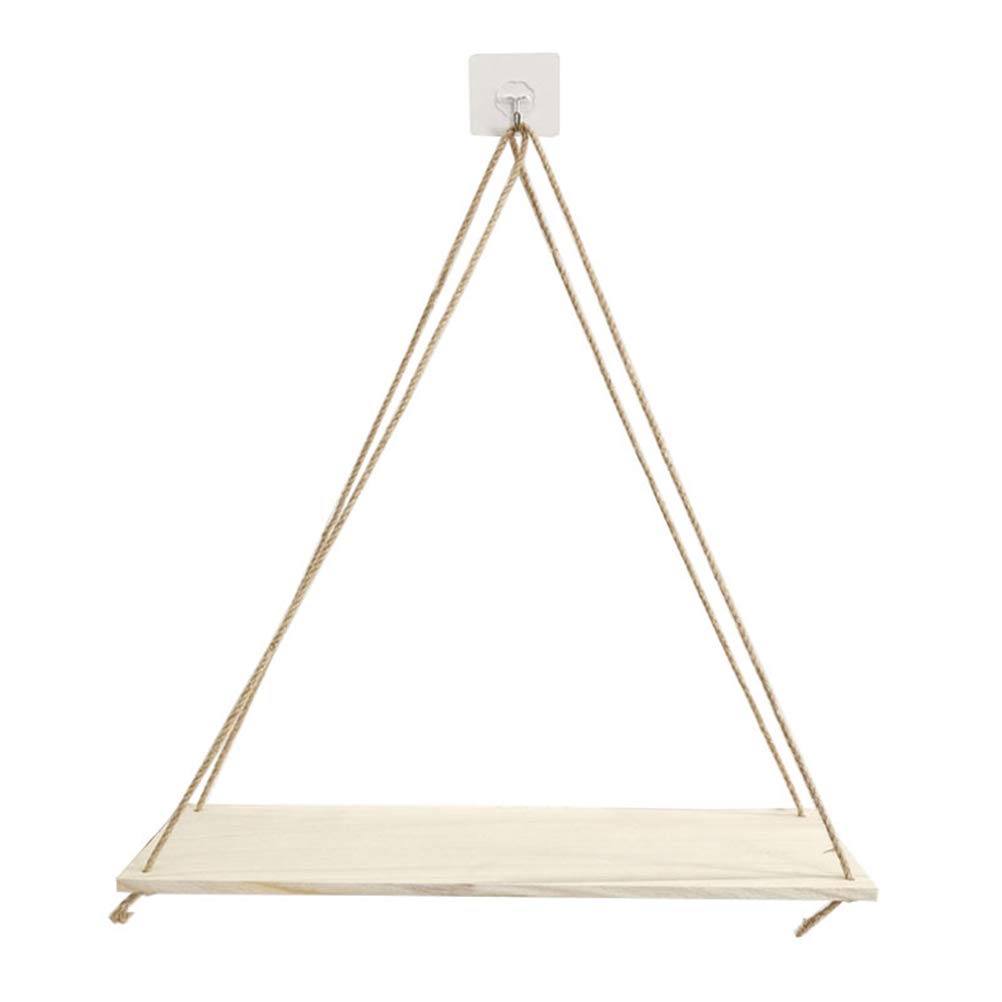 Hanging Plant Stand - Wooden Flower Pot Rack with Cotton Rope for Indoor Plants | Wall Mounted Planter Shelf for Home Decor, Kitchen Herb Garden & Balcony Display