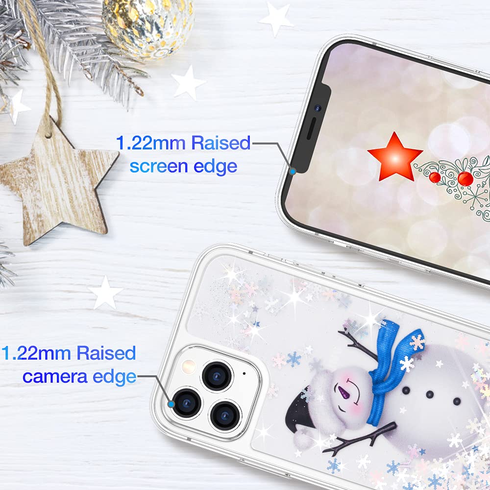 Maxdara Christmas Snowman Glitter Liquid Bling Case for iPhone 12/12 Pro - Sparkle Cute Protective Phone Cover for Holiday Gifts & Winter Party Accessories