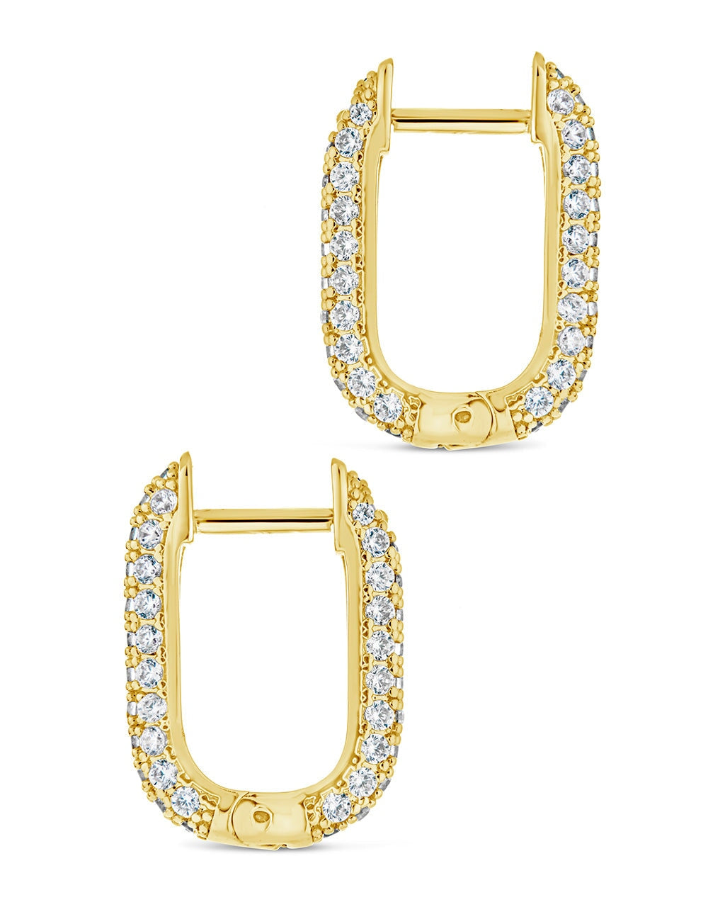 Mara CZ Rectangle Hoop Earrings for Women - Sterling Silver Cubic Zirconia Fashion Jewelry - Perfect for Parties, Weddings & Everyday Wear