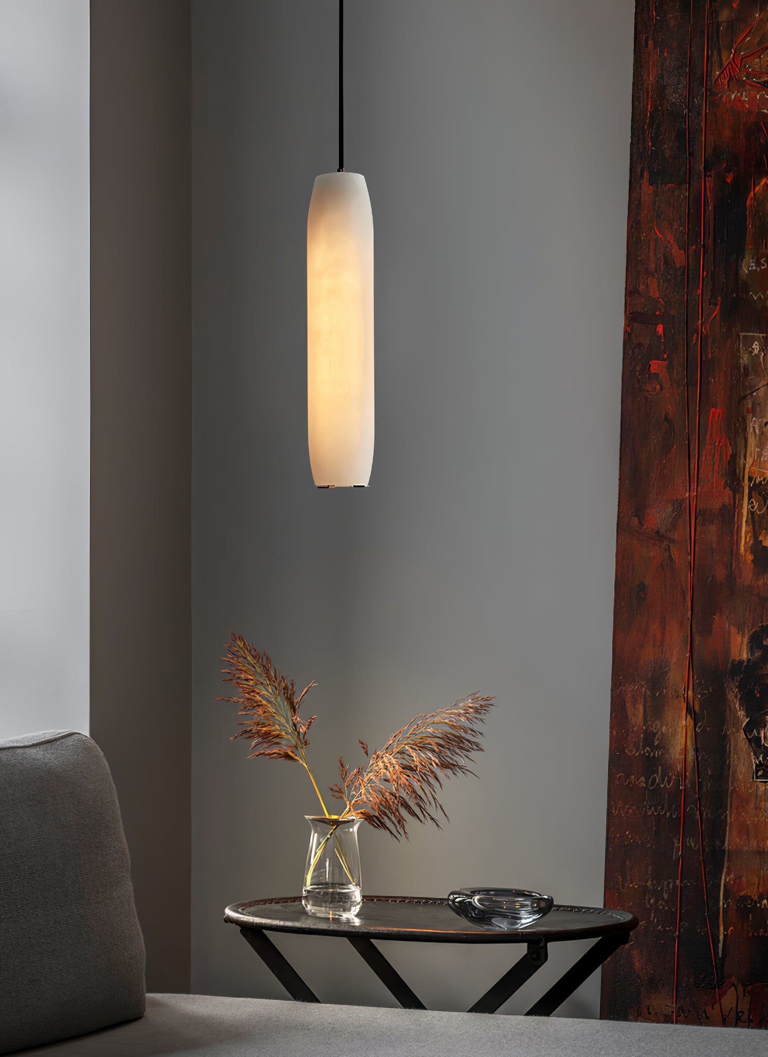Elegant Marble Flute Pendant Light - Modern Minimalist Ceiling Fixture for Dining Room, Kitchen Island & Bedroom Decor