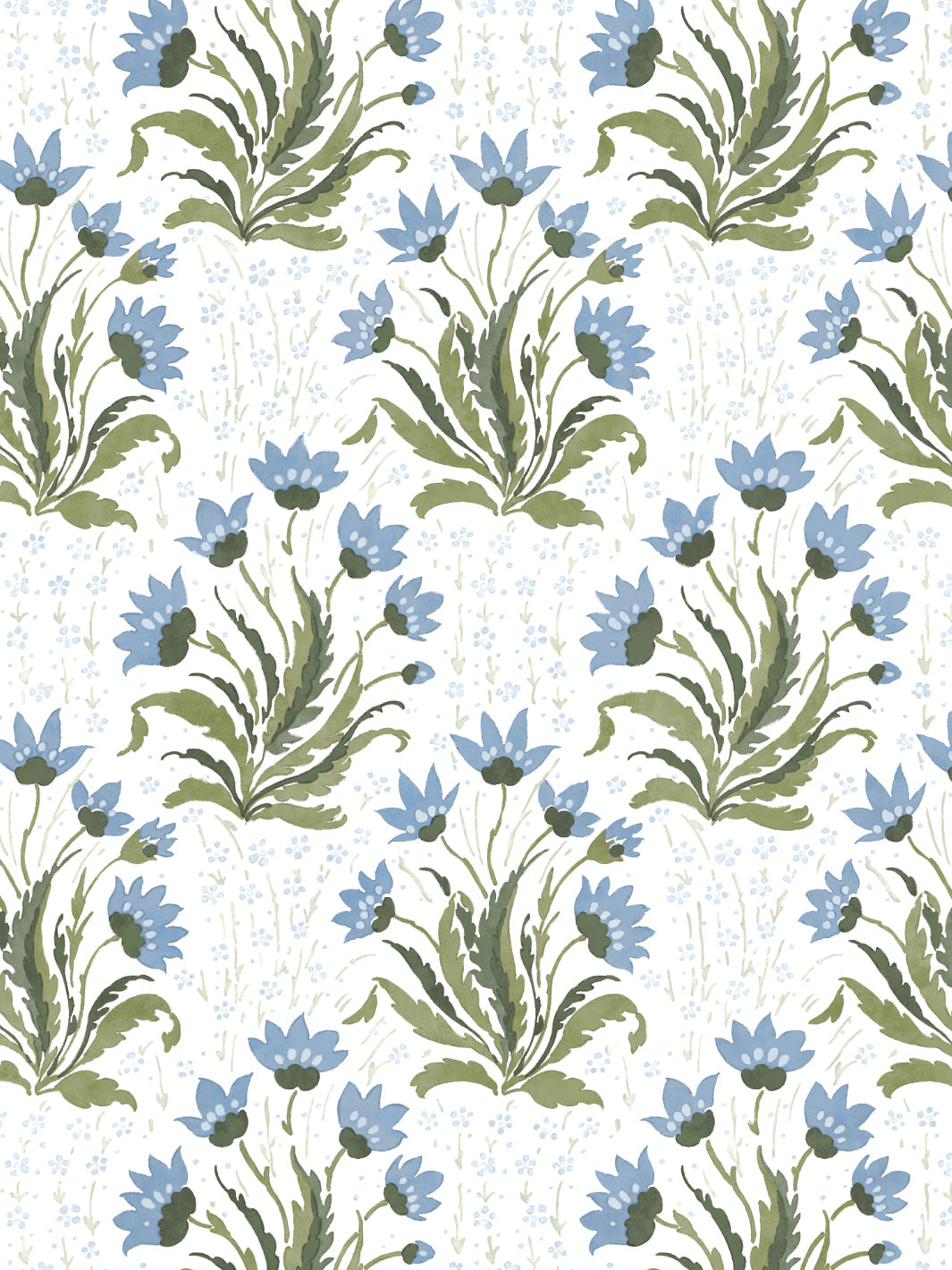 Nathan Turner Hillhouse Floral Multi Wallpaper - Blue Green Pattern for Living Room & Bedroom Decor