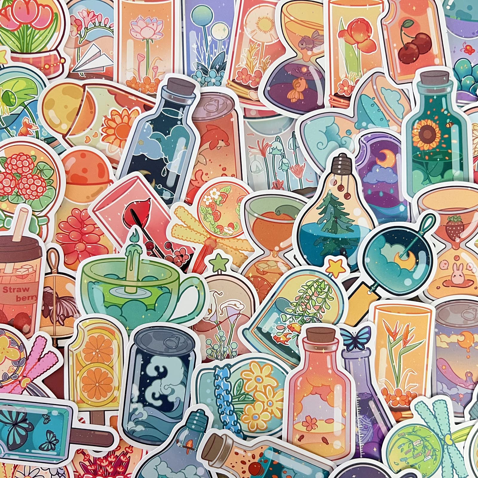 100 Pcs Aesthetic Vinyl Stickers - Waterproof Cute Stickers for Water Bottles, Laptops, Phones - Perfect for Girls, Kids & Teens - Decorate Your School Supplies, Journals & DIY Crafts