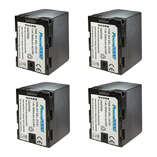 Synergy Digital Camcorder Batteries - 4-Pack Li-Ion 7.4V 5800mAh Replacement Battery for JVC GY-HM660U Camcorder | Compatible with JVC SSL-JVC50 | Ultra Hi-Capacity Power Solution for Professional Videography & Live Streaming