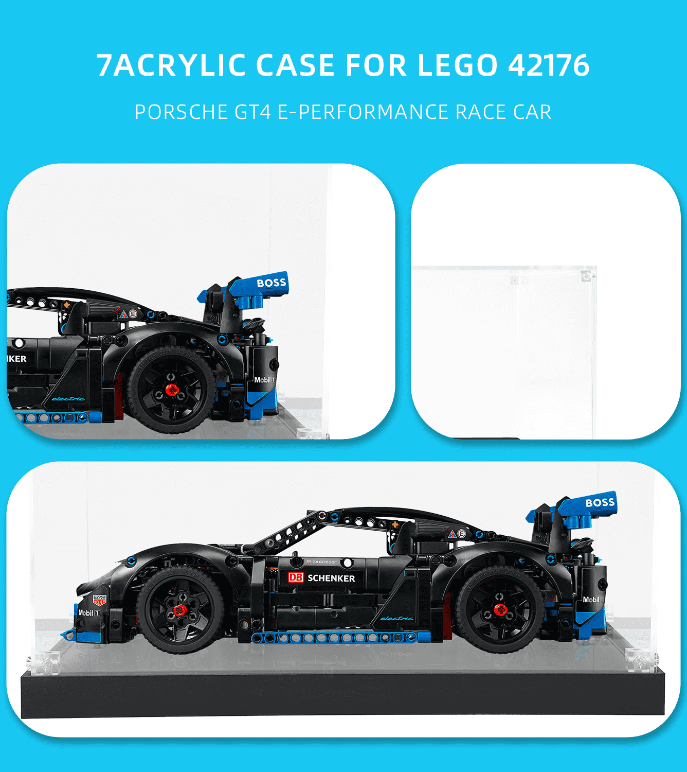 LEGO Porsche GT4 e Performance Race Car 42176 Display Case - Premium Acrylic Showcase for Collectible Model Cars - Perfect for Home Office Decor & Toy Storage