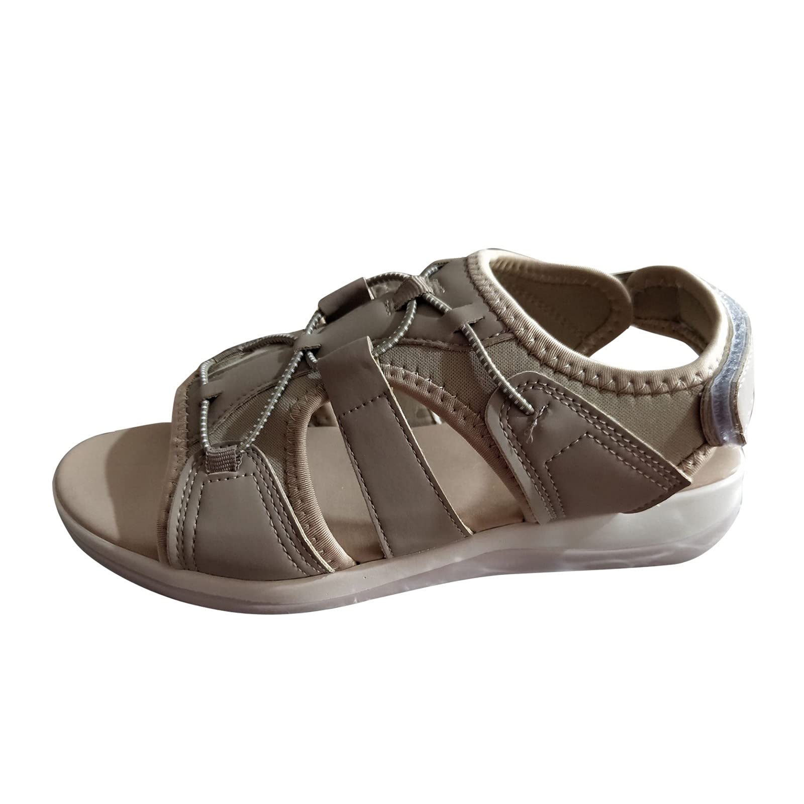 Comfortable Closed Toe Wedge Sandals for Women - Supportive Espadrille Heels with Strappy Design in White & Pewter Colors | Best Walking Sandals for Long Distances 2022 | Perfect for Summer Outfits, Beach Vacations & Casual Wear
