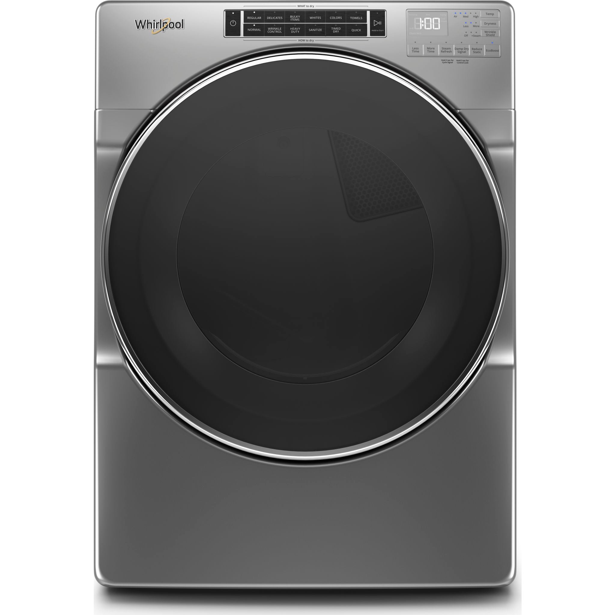 Whirlpool WGD8620HC 7.4 Cu. Ft. Gas Dryer in Chrome Shadow - Large Capacity, Energy Efficient for Fast Drying - Perfect for Family Laundry Rooms & Apartments