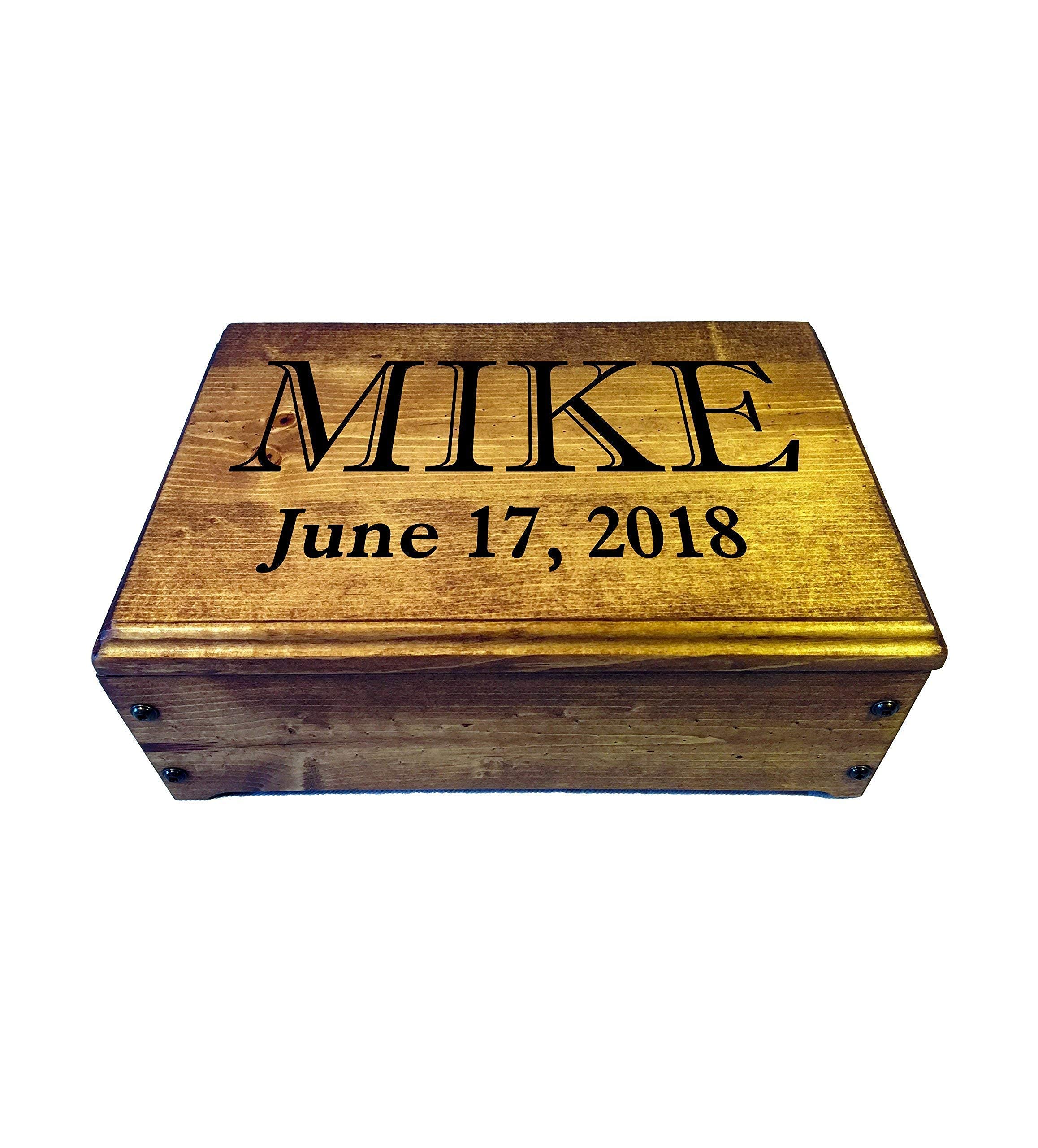 Handmade Rustic Wood Keepsake Box - Personalized Memory Photo Storage & Everyday Carry Valet Organizer | Wedding Gift, Jewelry Box, Home Decor for Bedroom & Office
