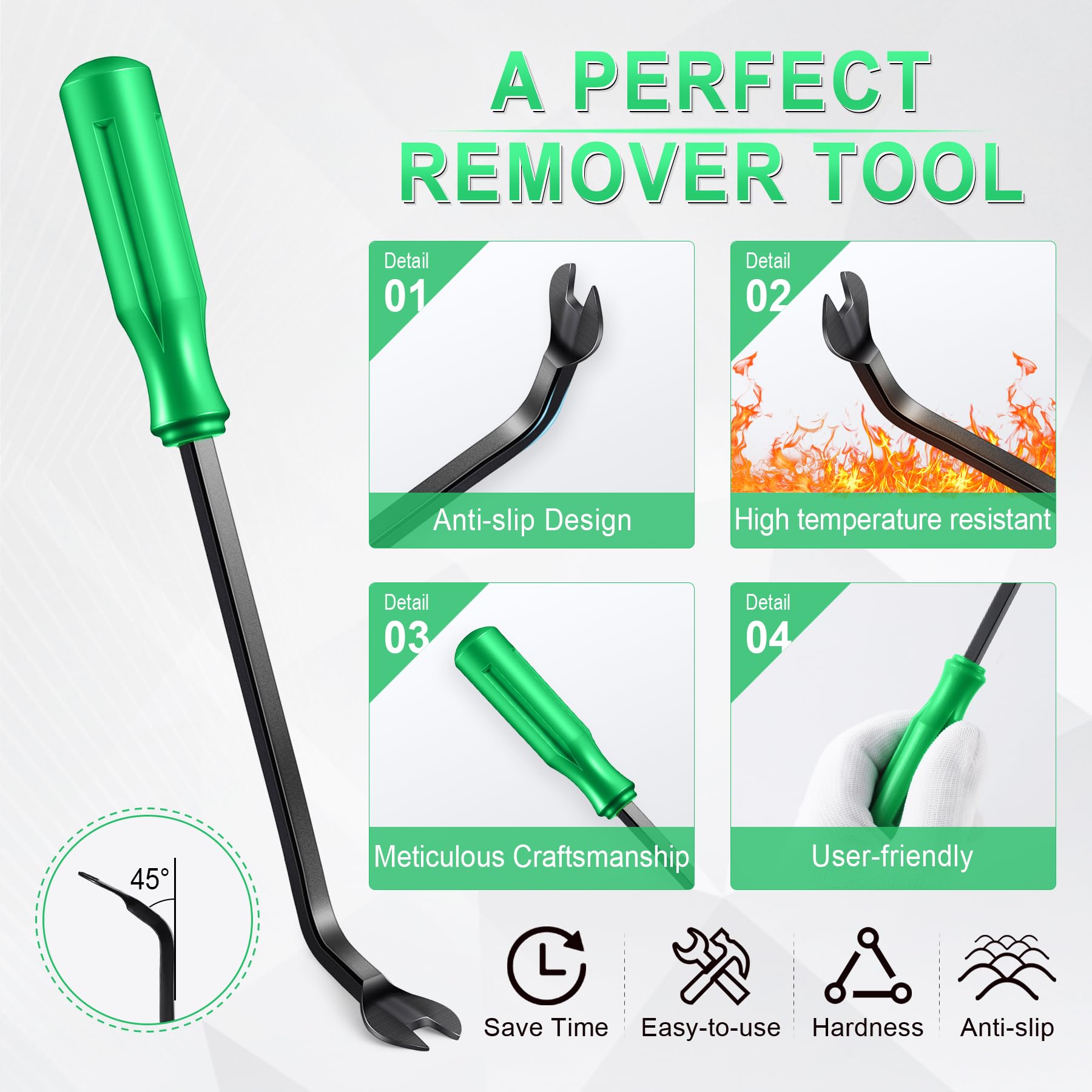 LivTee 5-Piece Auto Trim Removal Tool Kit - No Scratch Plastic Pry Tools for Car Interior Door Panel, Dash & Radio Installation | Safe Clip Fastener Remover Set (Green) | Perfect for DIY Car Repairs & Audio System Upgrades