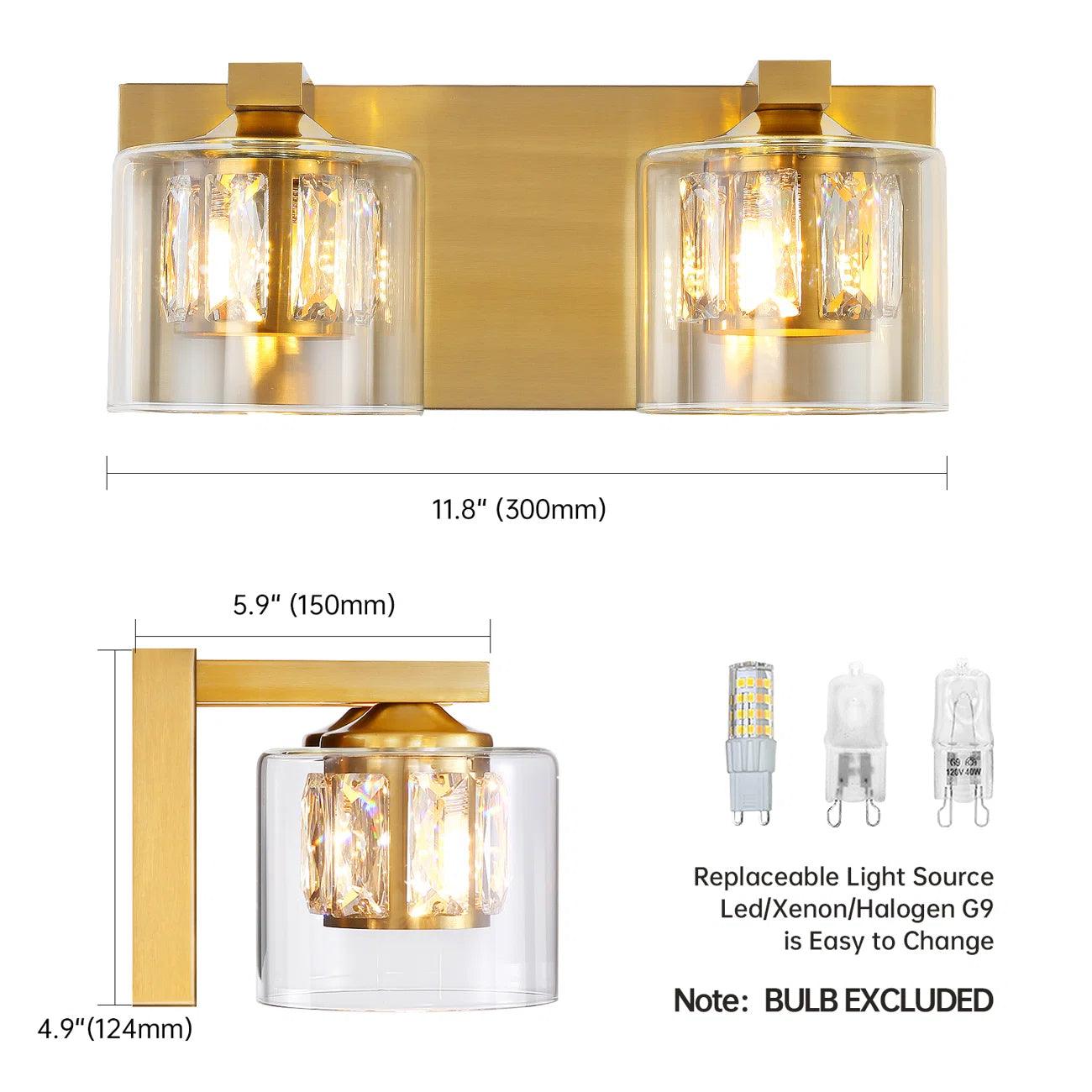 Kolt Chrome Modern 2-Light Bathroom Vanity Light Fixture - Perfect for Bathroom Makeovers & Spa-Like Ambience