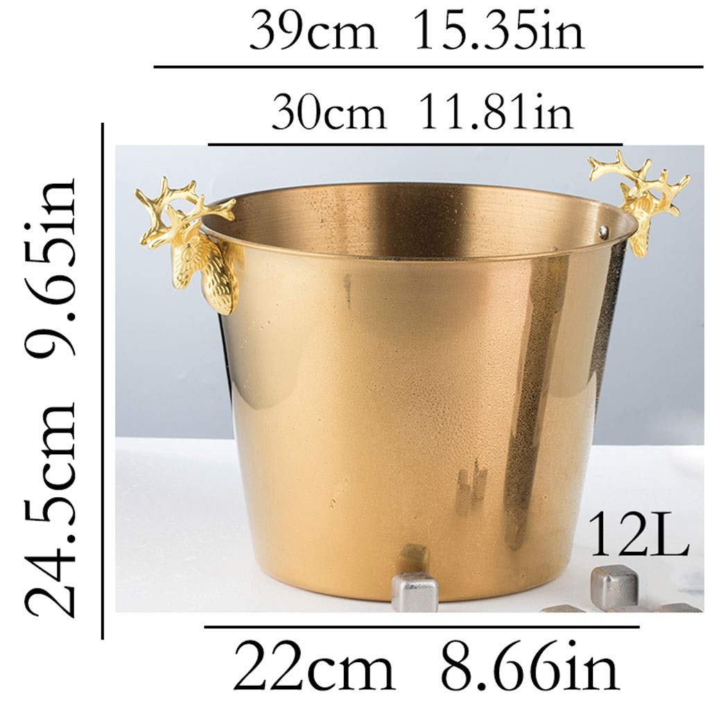 Large Stainless Steel Ice Bucket for Champagne & Wine - 5L Insulated Cooler for Restaurants, Barbecue Parties, Home Bars - Keeps Drinks Cold for Hours (Gold)