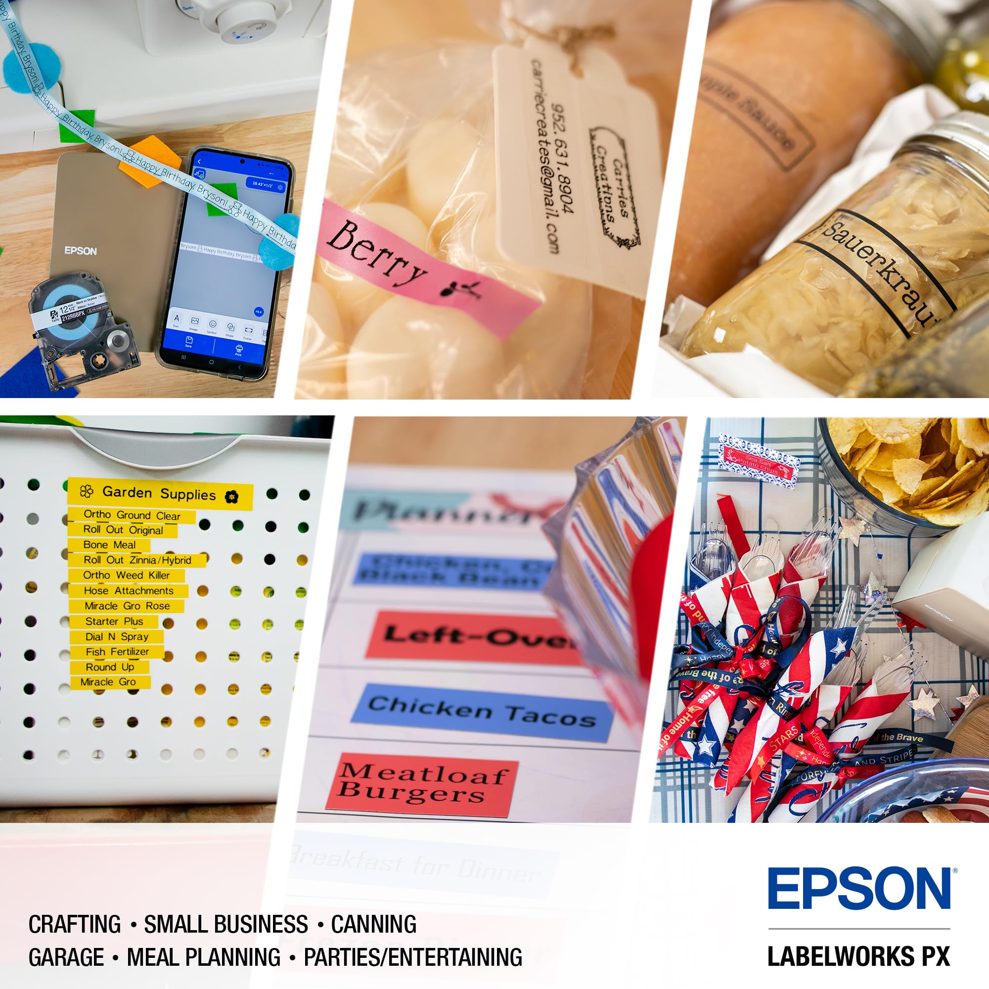 Epson LW-C610PX Premium Portable Bluetooth Label Printer – Wireless Sticker Maker for Home, Office & Small Business | Compatible with Designer Tapes & Mobile App | Perfect for Organizing, Crafting & Product Labeling