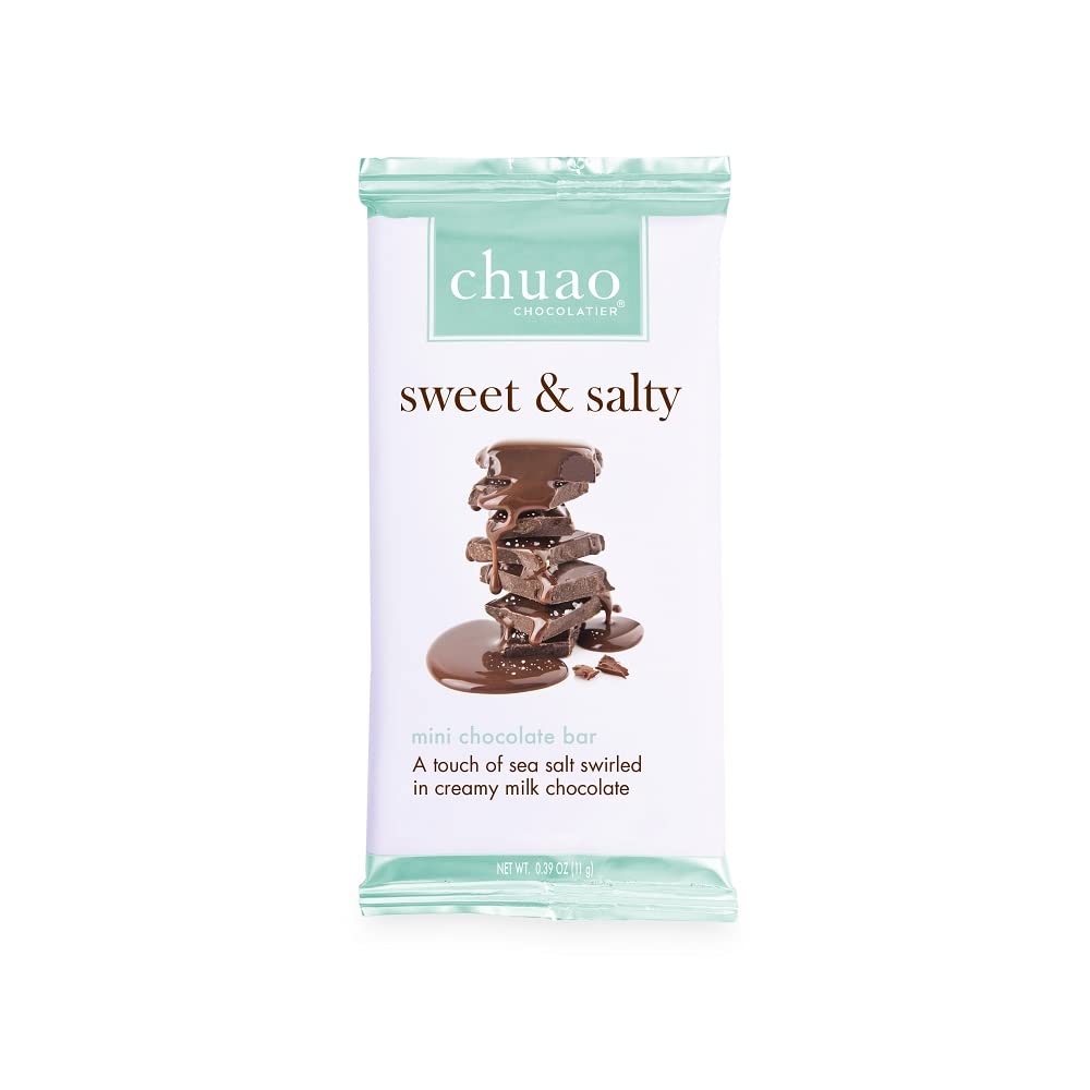 Chuao Chocolatier Gourmet Milk Chocolate Mini Bars with Sea Salt - Sweet & Salty No Preservatives European Chocolate (100 Pack) - Perfect for Gift Baskets, Corporate Gifts, Birthday Presents for Women & Men