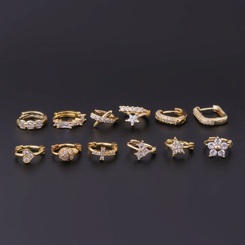 18K Gold Plated Cross Skeleton Cartilage Hoop Earrings for Women | Gothic Punk Jewelry | Perfect for Parties, Concerts and Everyday Wear (HSPJ695)