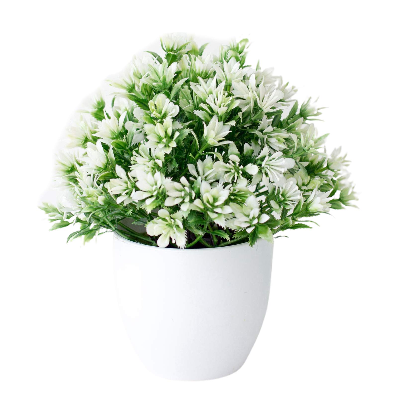 ONWRACE Artificial Potted Plants Set - Realistic Fake Plants for Office & Home Decor - White Plastic Simulated Flowers for Indoor Decoration (Perfect for Desk, Living Room, Bedroom & Workspace Decor)