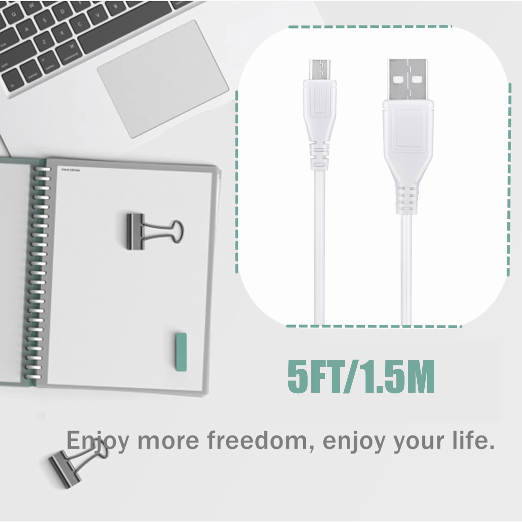 CJP-Geek 3.3ft White Micro USB Charging Cable - Fast Charging Cord Compatible with Anker Powercore 26800 Portable Charger - Perfect for Travel, Office, and On-the-Go Device Charging