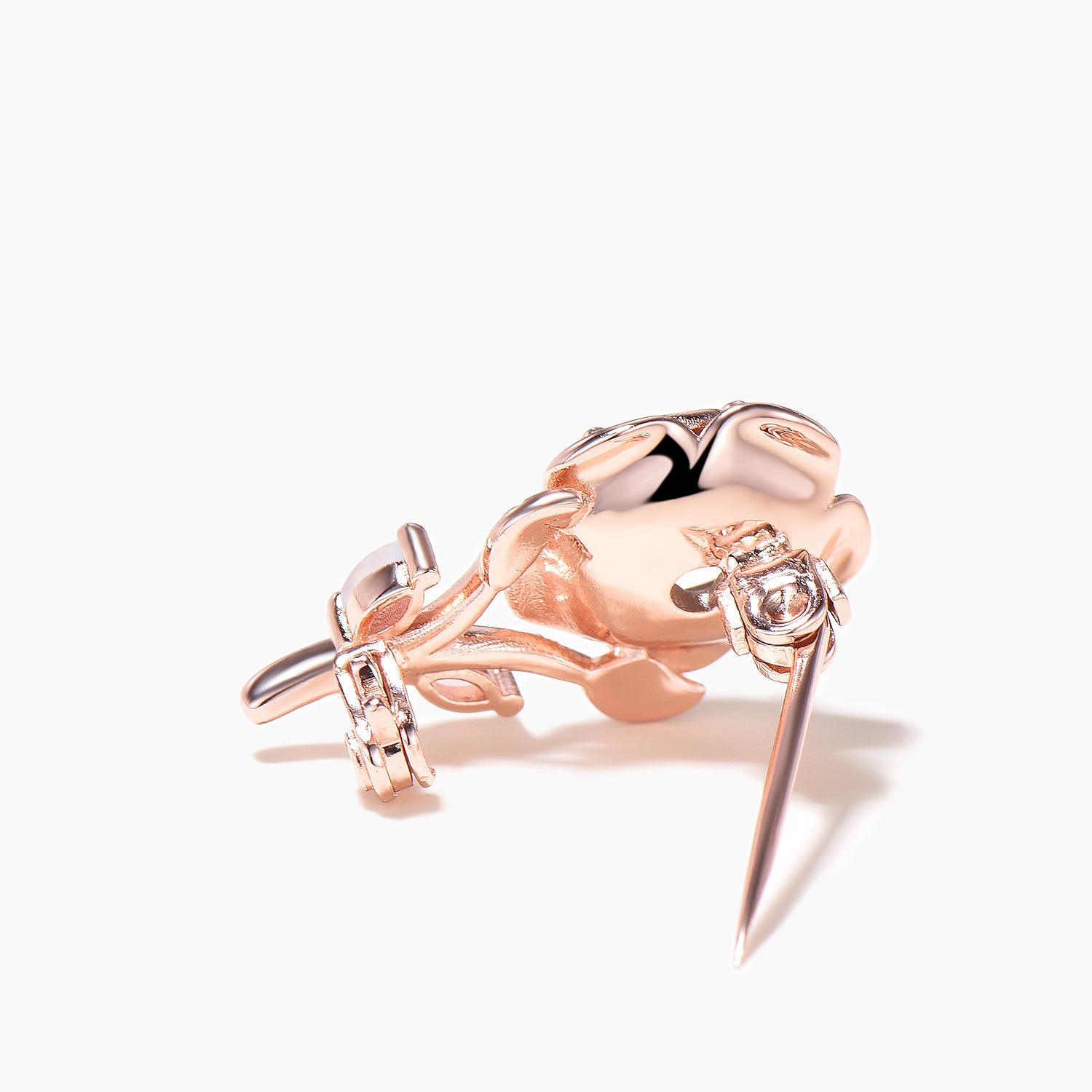 Round Cut Moss Agate Rose Gold Marquise Opal Flower Nature Inspired Brooch Pin - Elegant Vintage Jewelry for Women, Perfect for Weddings, Parties & Special Occasions