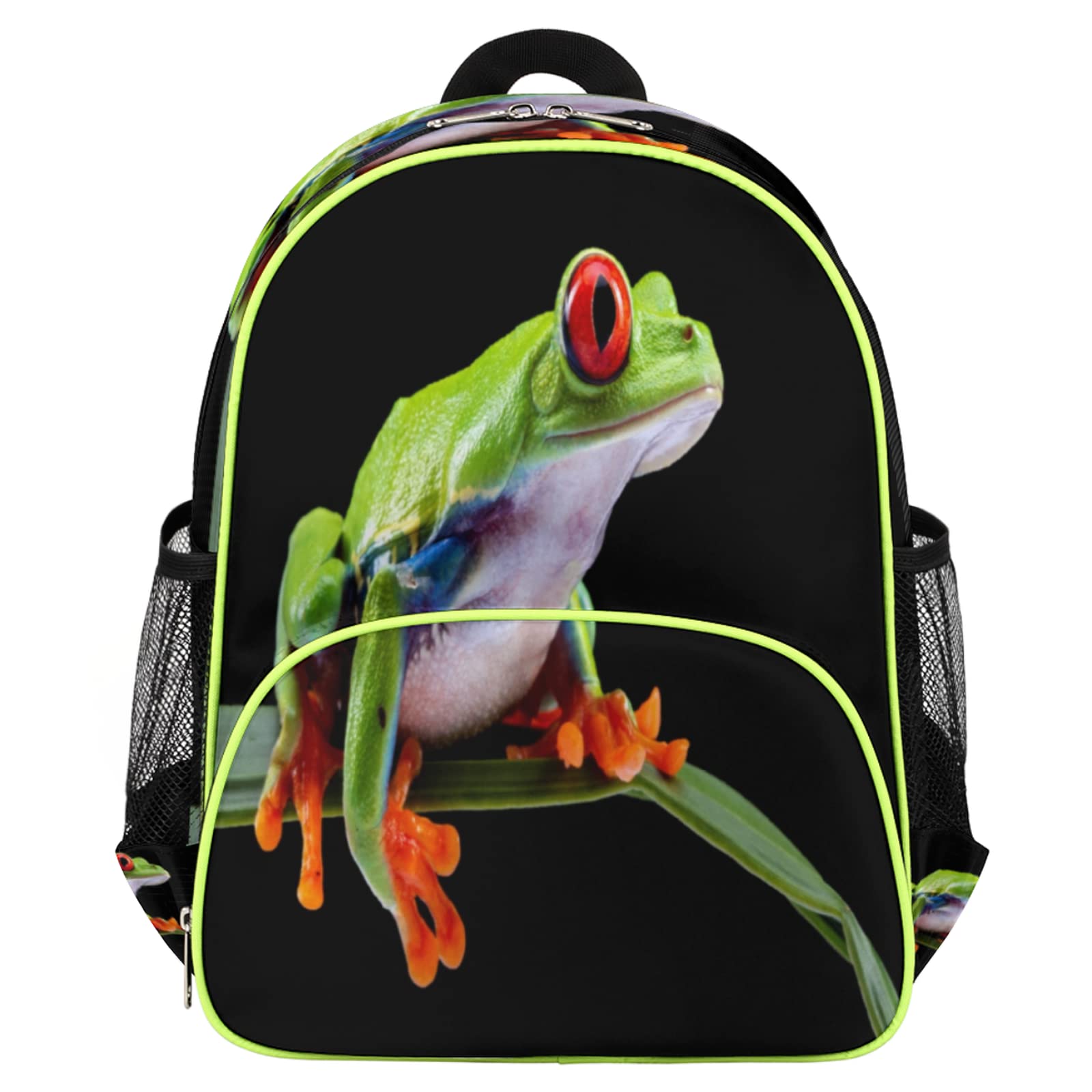 Red Eyed Tree Frog Kids Backpack for Boys & Girls - Lightweight Animal Leaf School Backpack with Chest Clip | Perfect for Preschool, Kindergarten, Elementary & Travel Adventures