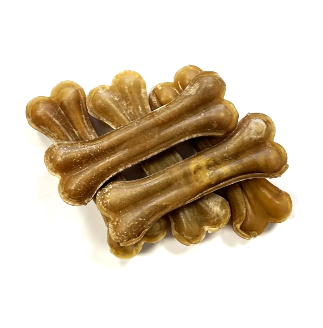 5 Pack Natural Rawhide Dog Chews - 4 Inch Pressed Bones for Small Dogs | Healthy Dental Treats for Puppies & Adult Dogs | Perfect for Training, Teething & Chewing Needs