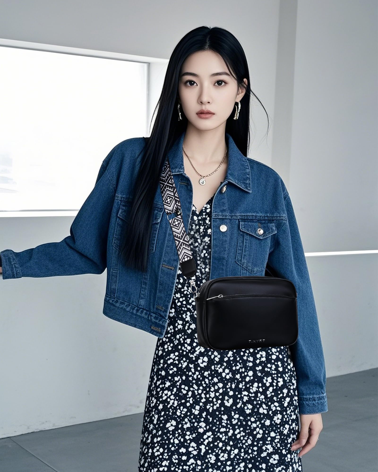 TINYAT Women's Small Crossbody Bag with Adjustable Wide Strap - Stylish Shoulder Purse for Everyday Use, Travel & Shopping