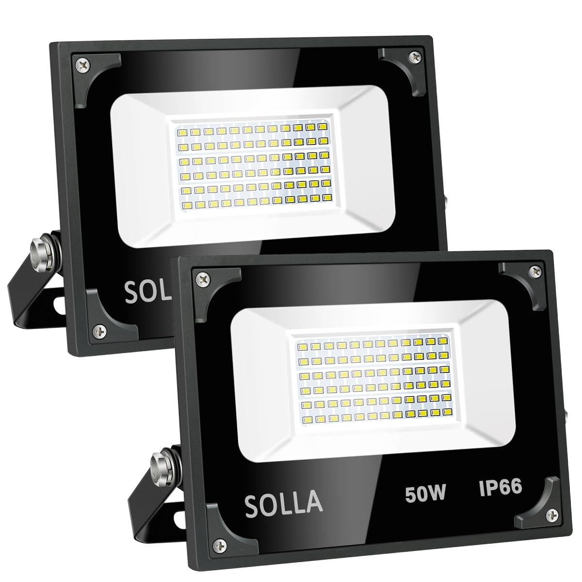 SOLLA 2 Pack 50W LED Flood Lights - 4000LM 3000K Warm White Outdoor Lighting - Waterproof IP65 Security Lights for Yard, Garden, Garage, Rooftop & Driveway - Perfect for Landscape Illumination & Home Safety
